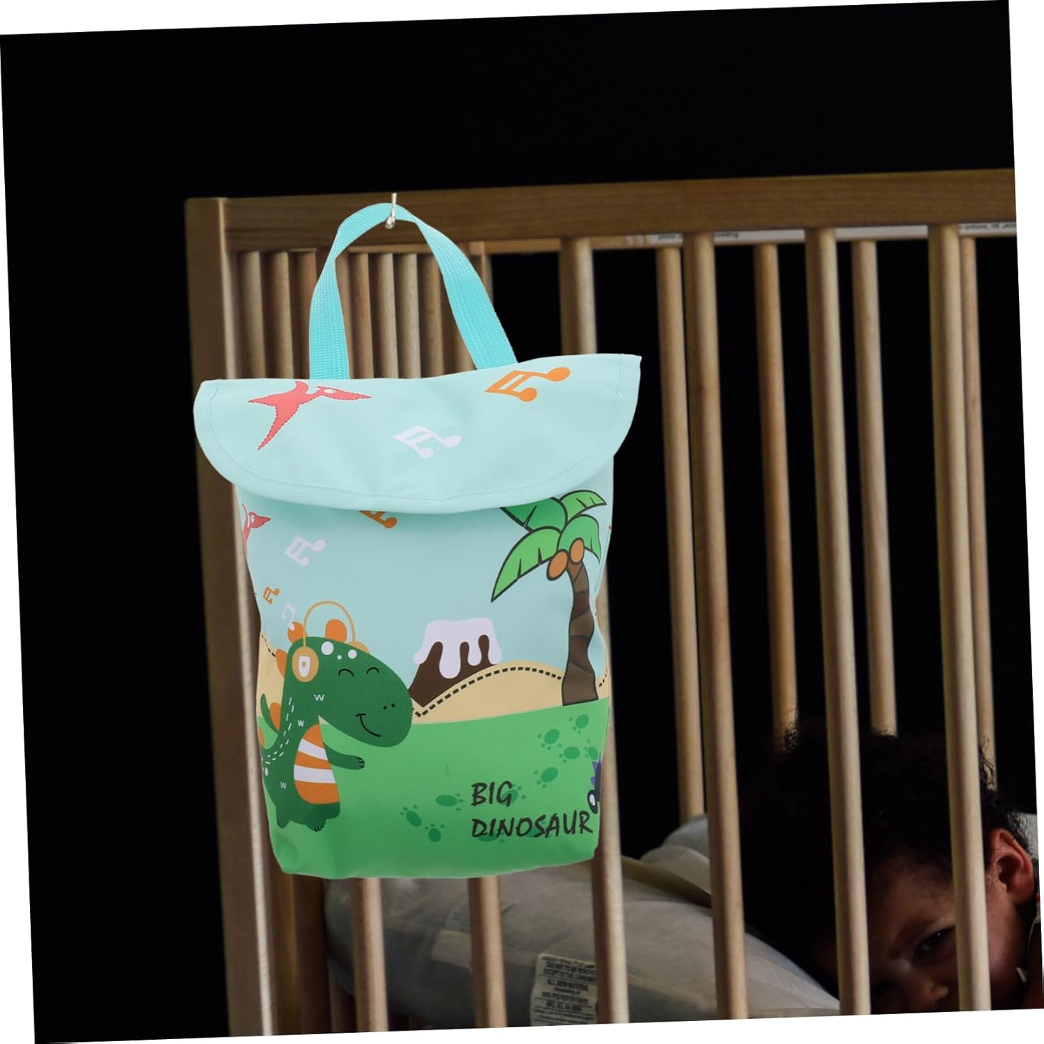 Vaguelly Essential Diaper Bag Organizer for Portable Nursery Storage Pouch Generous Space for Diapers and Essentials Convenient Hanging Design Dinosaur image number 5