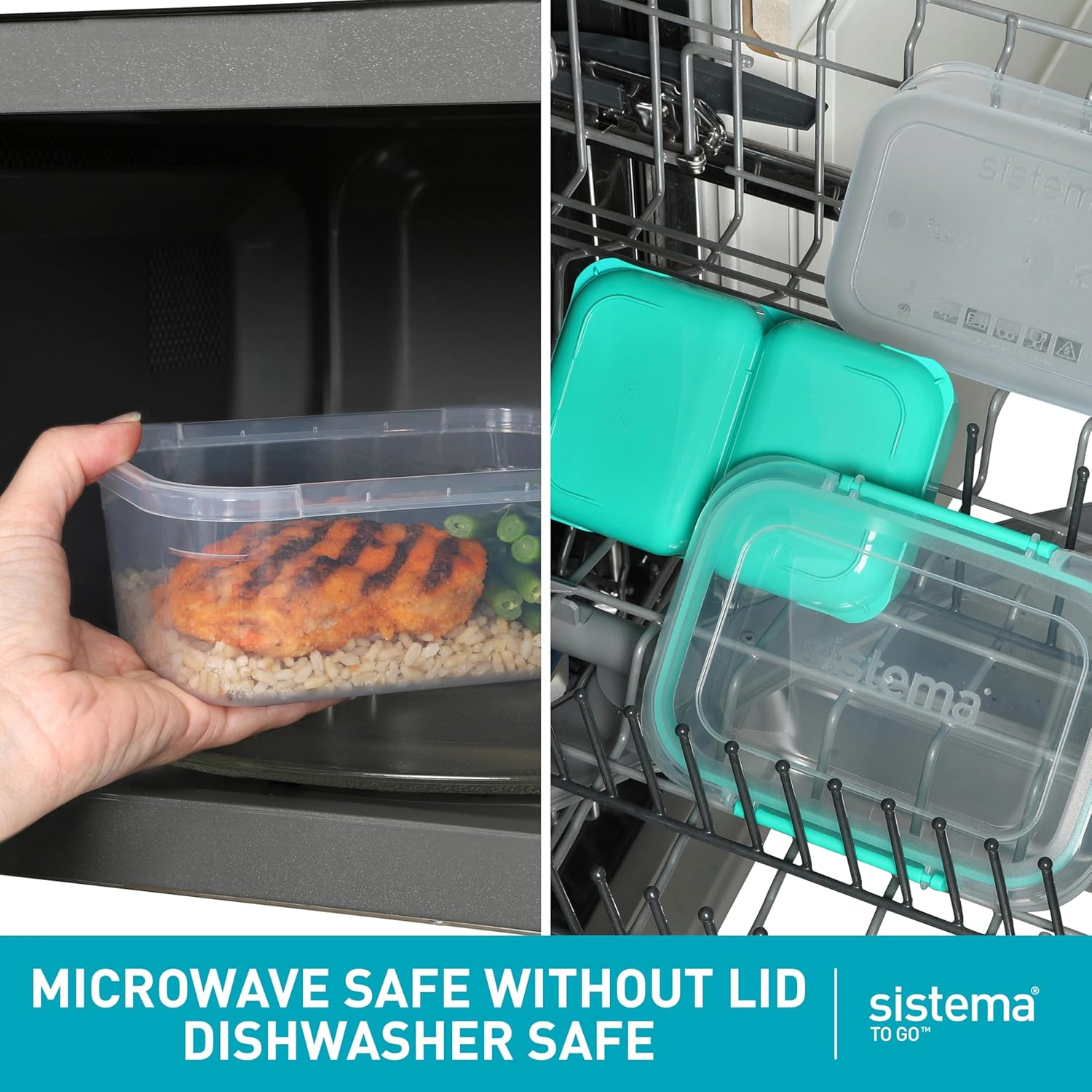 Sistema to Go Stax Food Storage Containers | 1 L | 3 Piece Airtight Containers Set with Tray | Leakproof Seal | Easy Locking Clips | Bpa-Free image number 2