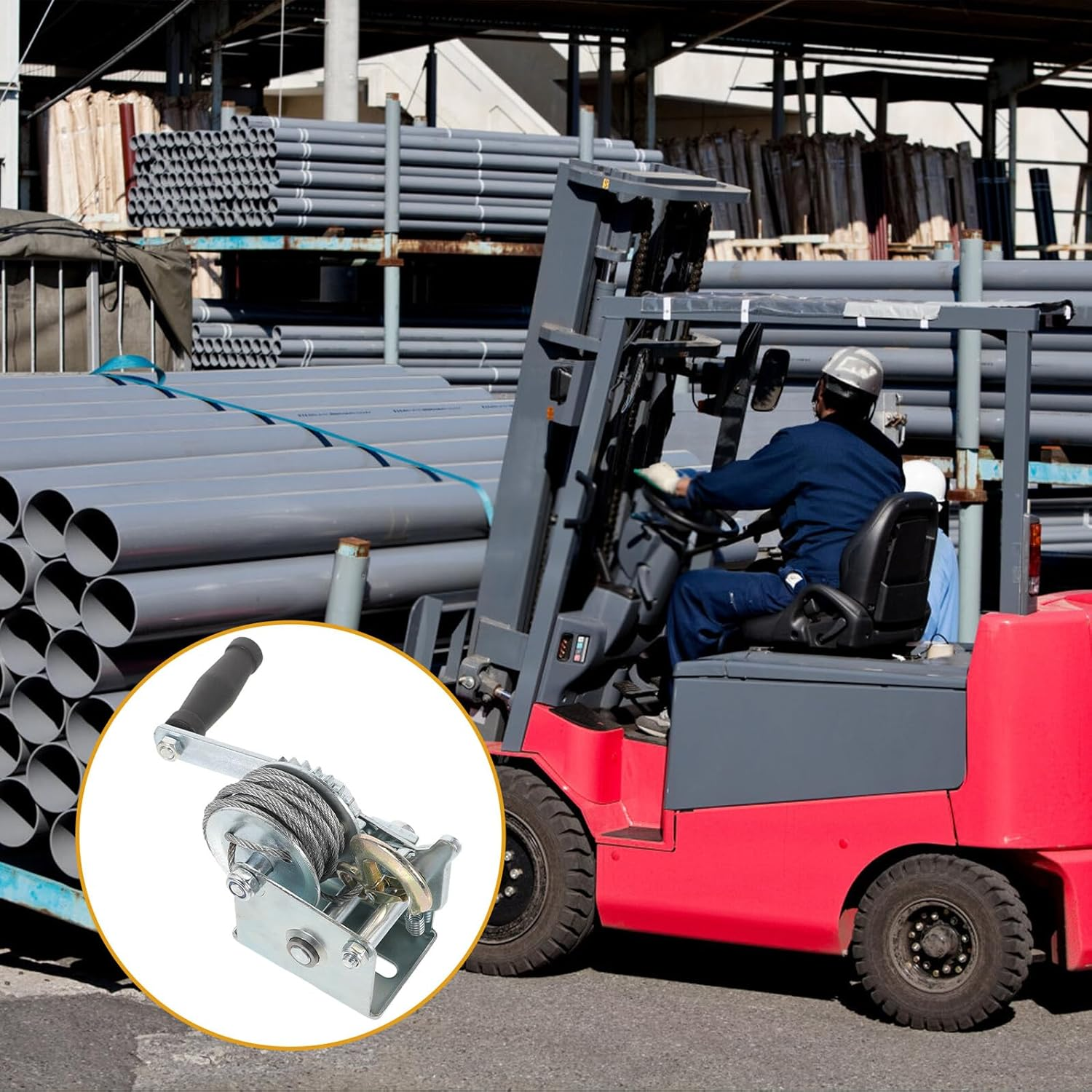 Cabilock Hand Crank Trailer Winch with Steel Cable Compact Portable Mini Manual Winch with Comfortable Grip Handle for Boat ATV Towing and Lifting Tasks image number 3