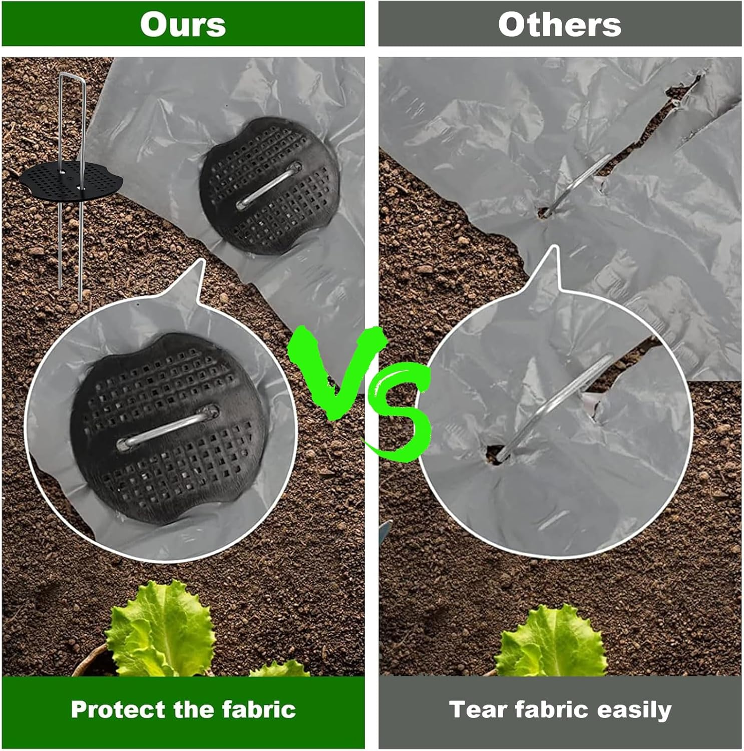 100PCS Garden Stakes Staples - Tent Pegs Heavy Duty Ground Stakes,6Inch U Shaped Landscape Staples Garden Peg,50 Washers,50 Garden Stakes,For Landscape Fabric,Ground Weed Fabric Barrier,Orchard image number 1