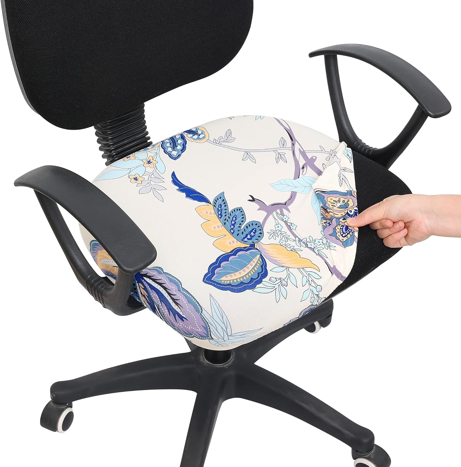 Smiry Printed Office Computer Chair Seat Covers, Stretch Fit Universal Desk Rotating Chair Cover Washable Removable Seat Cushion Protectors - Green