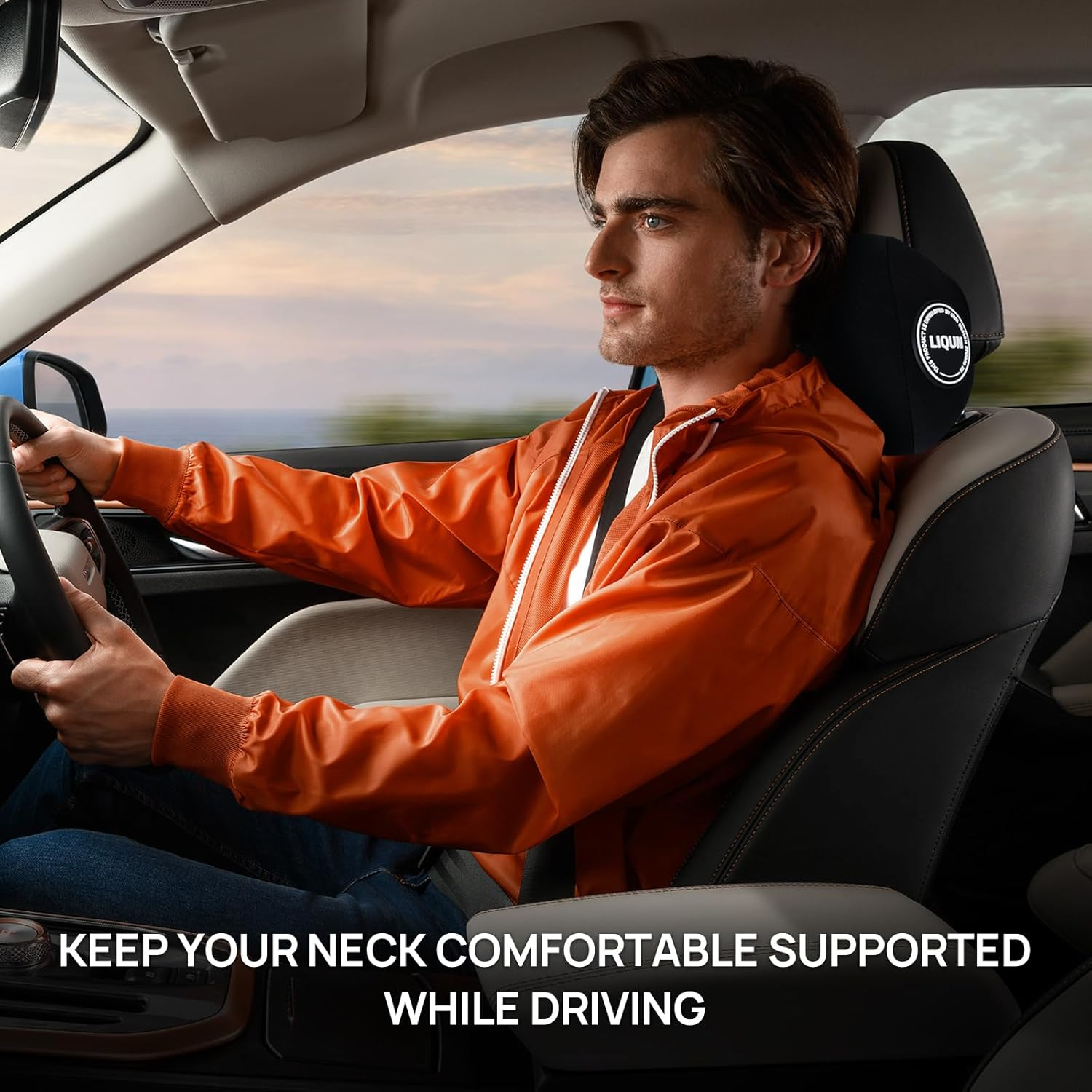 LIQUN Car Seat Neck Pillow, Skin Friendly Car Head Pillow, Memory Foam Neck Support, Driving to Relieve Neck Pain and Shoulder Pressure, (Black) image number 6