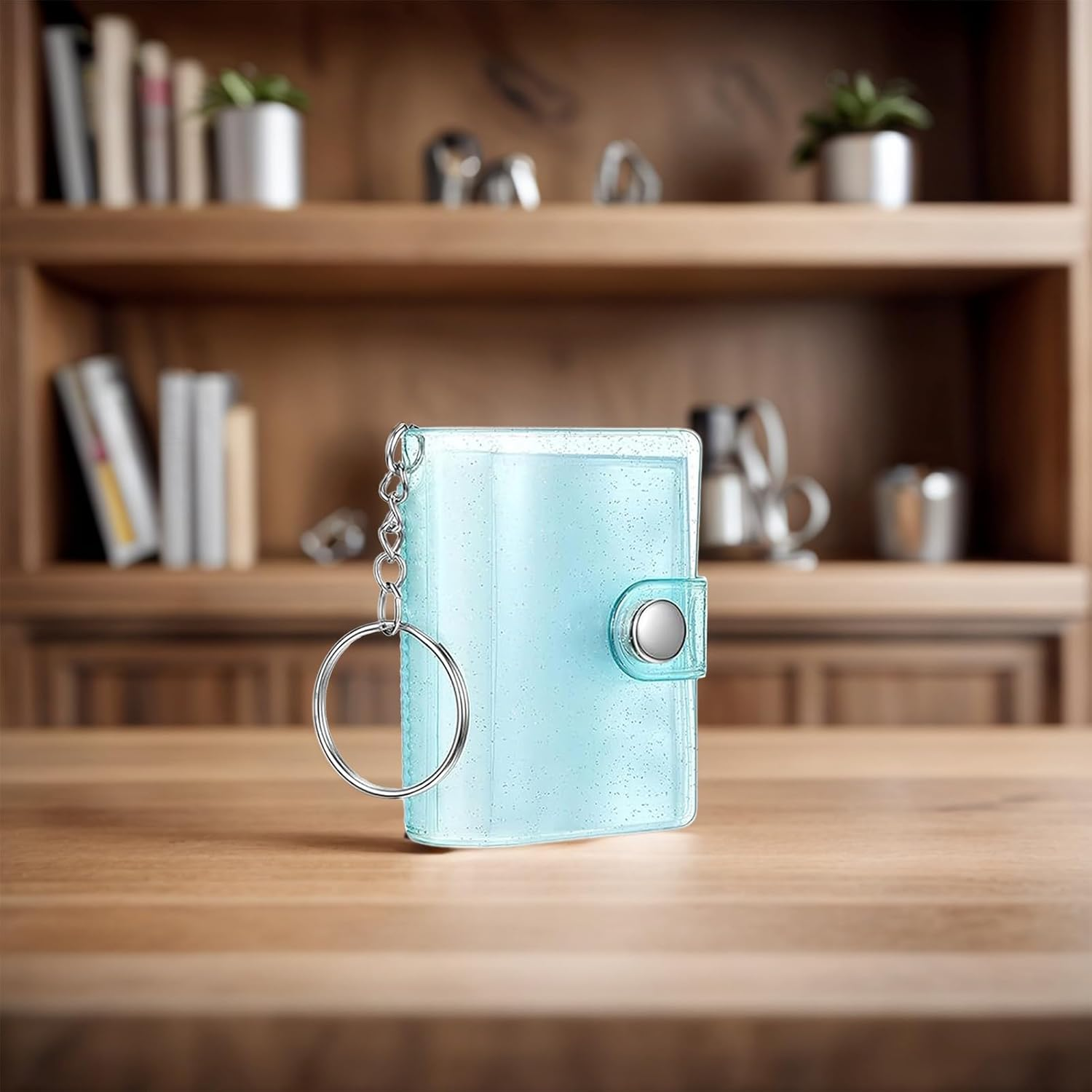 Photo Album Keychain - 5X3.5Cm 24 Pockets Clear Folder Mini Picture Organizer Wallet Photo Holder Portable Memory Book Compact Memory Albums | Small Travel Gift - Blue image number 3