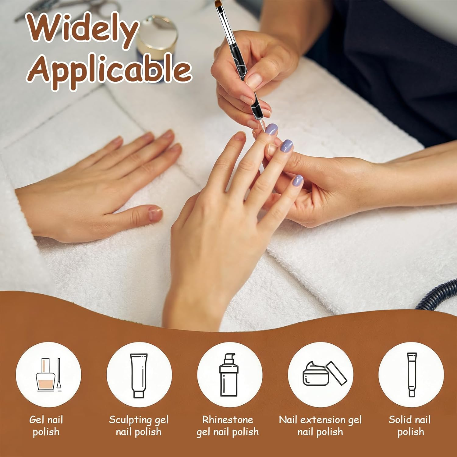 4 Pieces Dotting Tool Nails Double End Nail Brush Professional 2 in 1 Nail Brush Nail Art Set Gel Brush and Nail Art Brush Set Fineliner Durable anti Deformation for Nails DIY (Black)