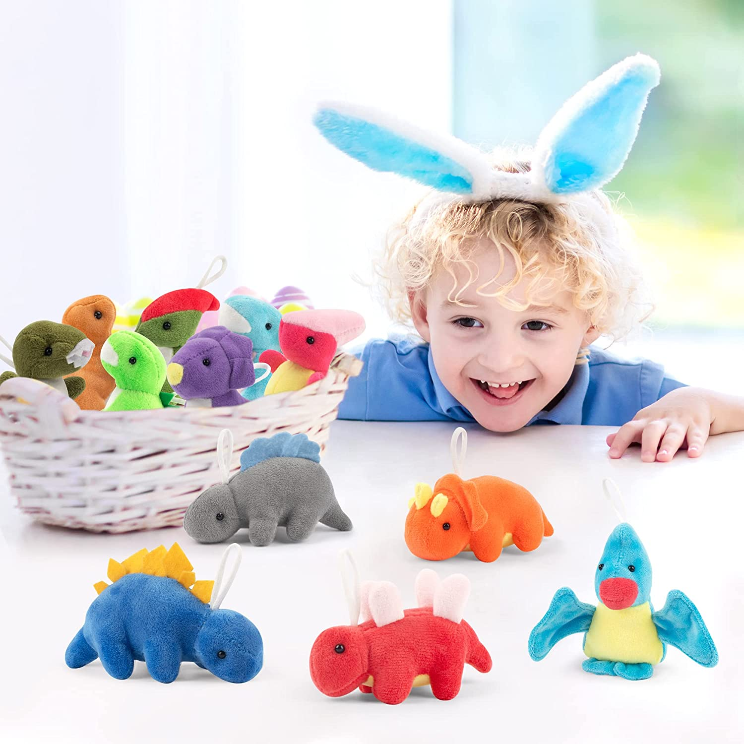 Mocoosy 12 Pack Dinosaur Plush Set, Mini Dinosaur Stuffed Animals Bulk for Kids, Dinosaur Plush Party Favors, Dino Plush Keychain for Girls Boys Dinosaur Birthday Party Favor Supplies image number 1