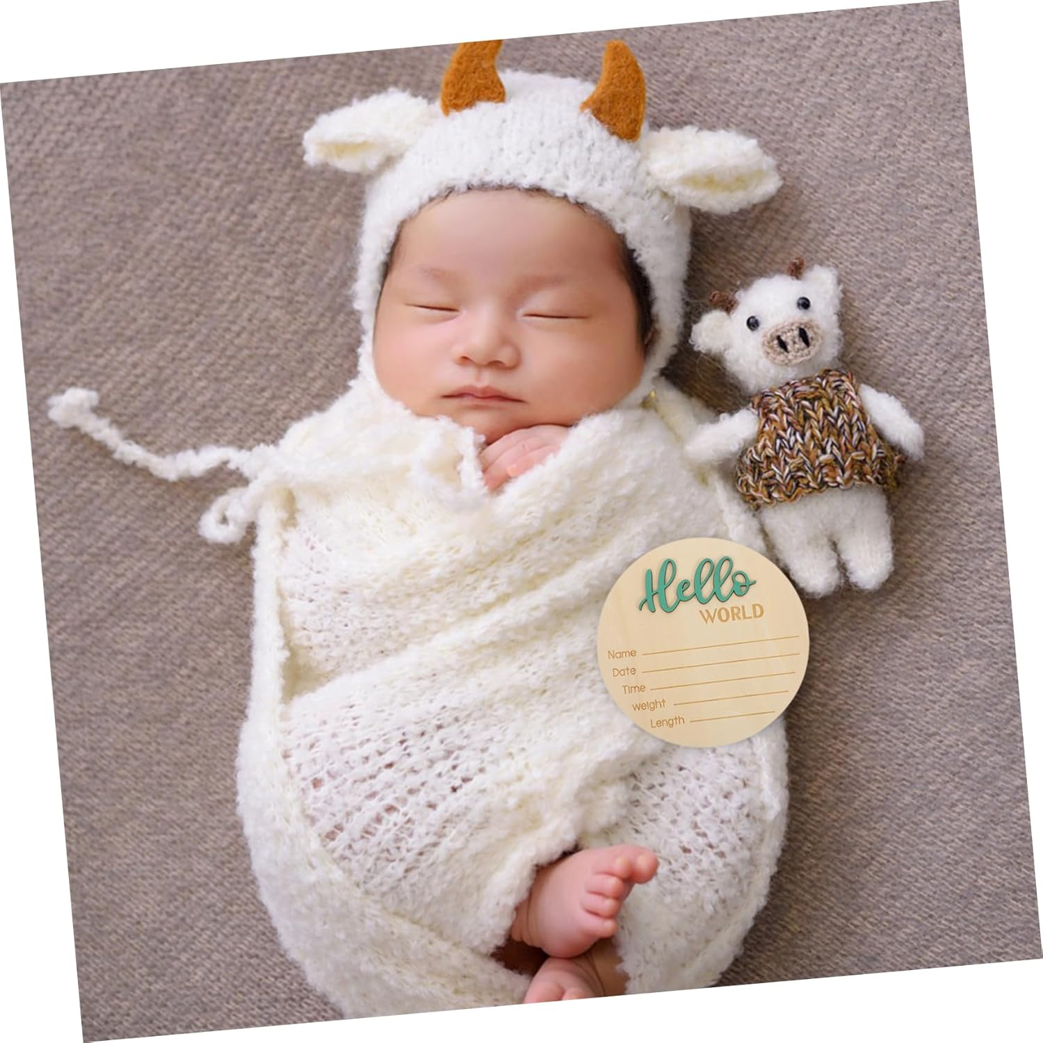 GALPADA Announcement Wooden Sign Birth Announcement Name Sign for Newborn Shower Essential Wooden round Decor Unique image number 3