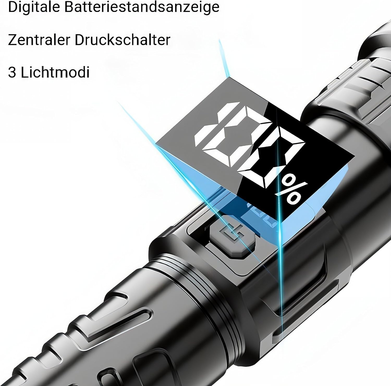Tip: Pack of 2 LED Torch Extremely Bright with Zoom - IP65 Waterproof, Built-In 18650 Battery, ABS Plastic, USB-C Rechargeable, Robust, Shockproof, for Outdoor, Camping & Emergencies image number 4