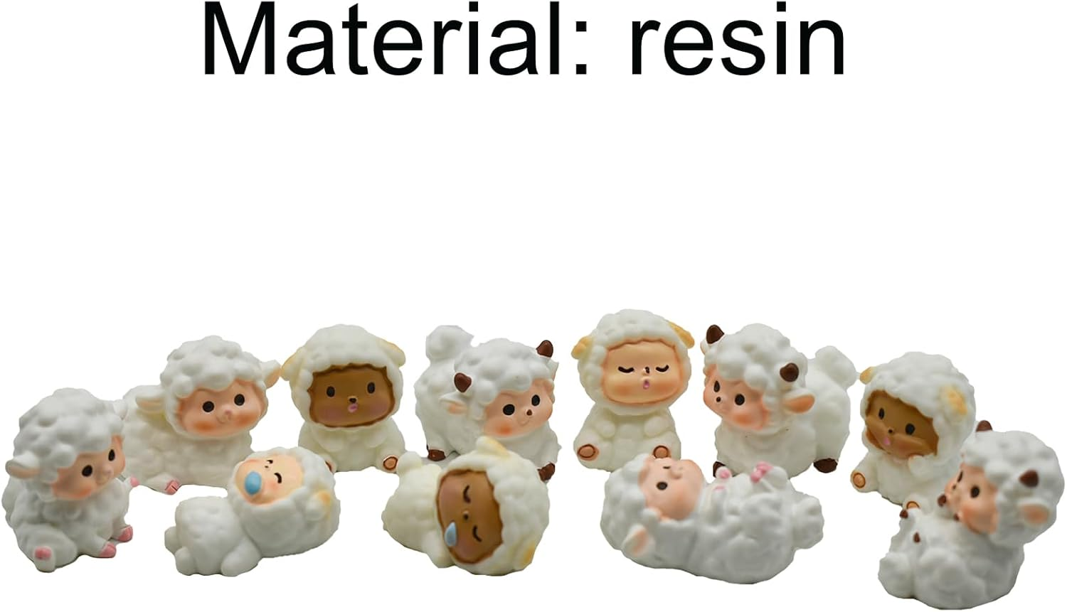 Pinenjoy 11Pcs Cute Miniature Sheep Figurines Mini Fairy Garden Sheep Ornament Resin Lamb Cake Toppers for DIY Terrarium Micro Landscape Bonsai Craft Birthday Party Gift image number 1