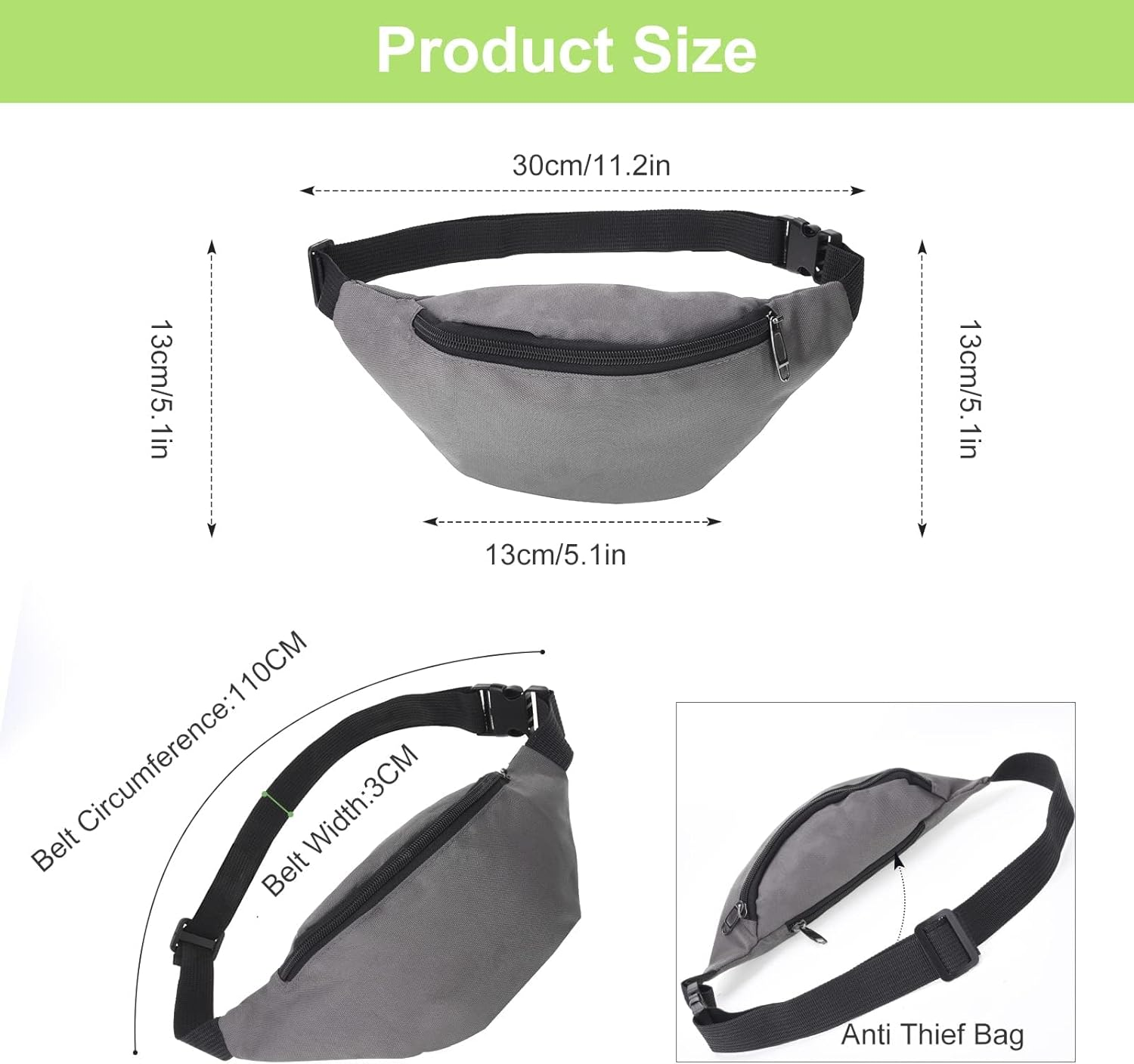 Kvadouly 2 Pcs Fanny Pack Running Waist Pack for Men & Women &ndash; Lightweight Adjustable Belt Bag for Running, Cycling, Hiking, Traveling, Workout, Rave, Outdoor Activities image number 1