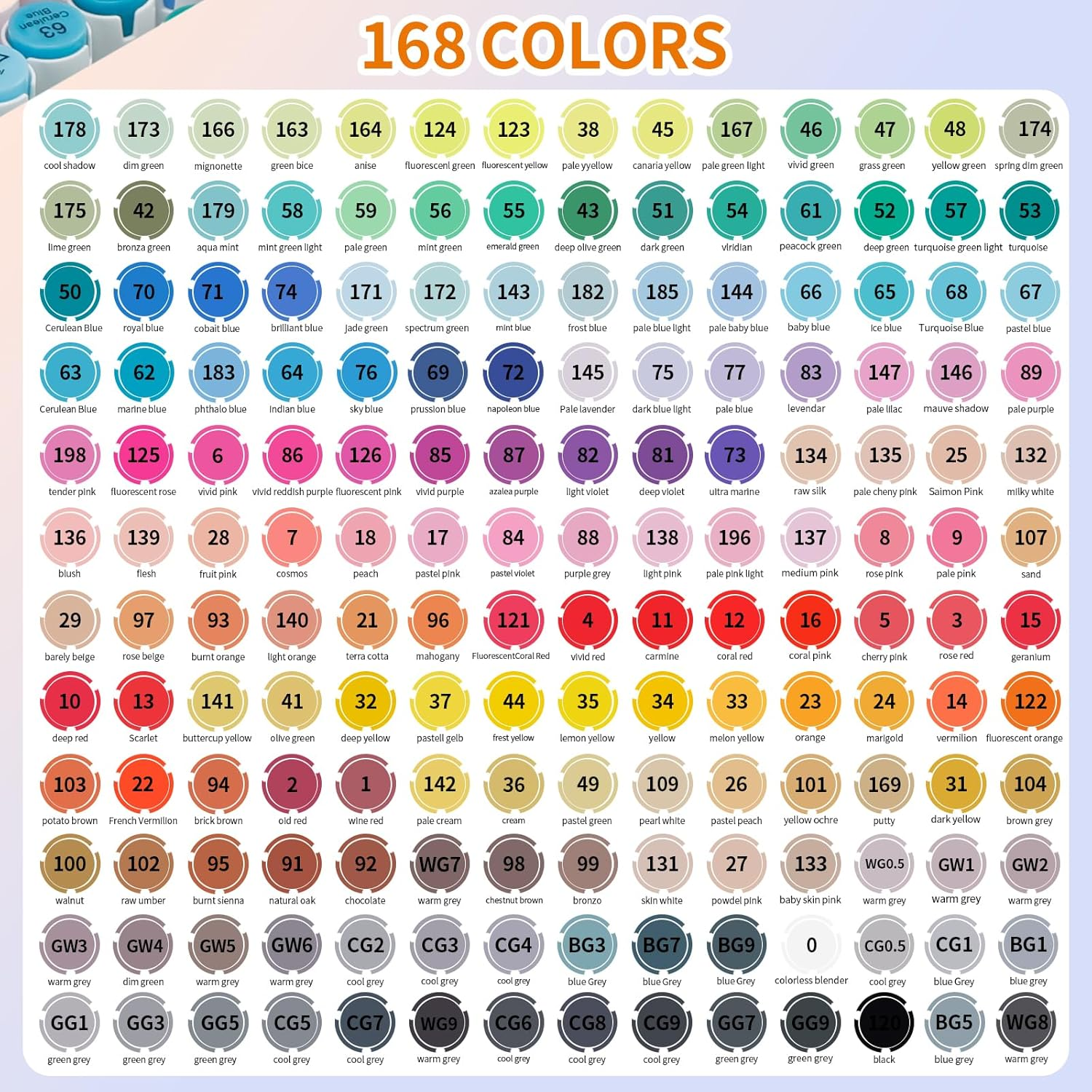 Alcohol Markers Brush Tip, 168 Colours Dual Tips Art Markers, Brush & Chisel Tip Alcohol Based Permanent Colouring Markers Drawing Pens for Kids Adults Artist Calligraphy Sketching Bullet Journal image number 6