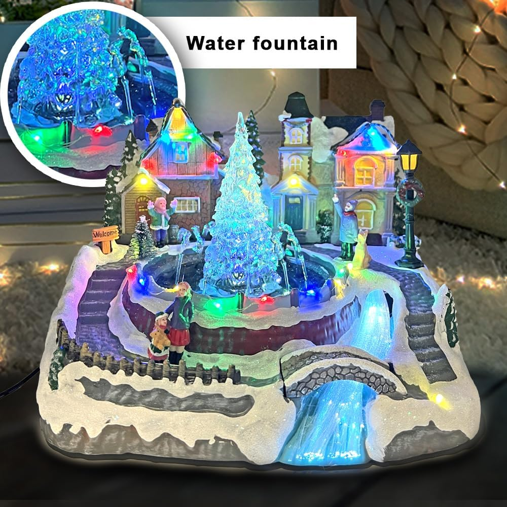 Christmas Village Snowy Fountain Milky Way River Musical Multicolor LED Light Up image number 5
