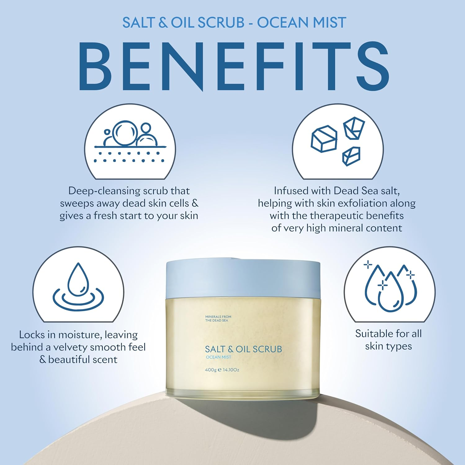 SEACRET Body Scrub - Salt & Oil Body Exfoliator with Dead Sea Minerals and Essential Oils, Scented 14.1 FL.OZ. image number 6