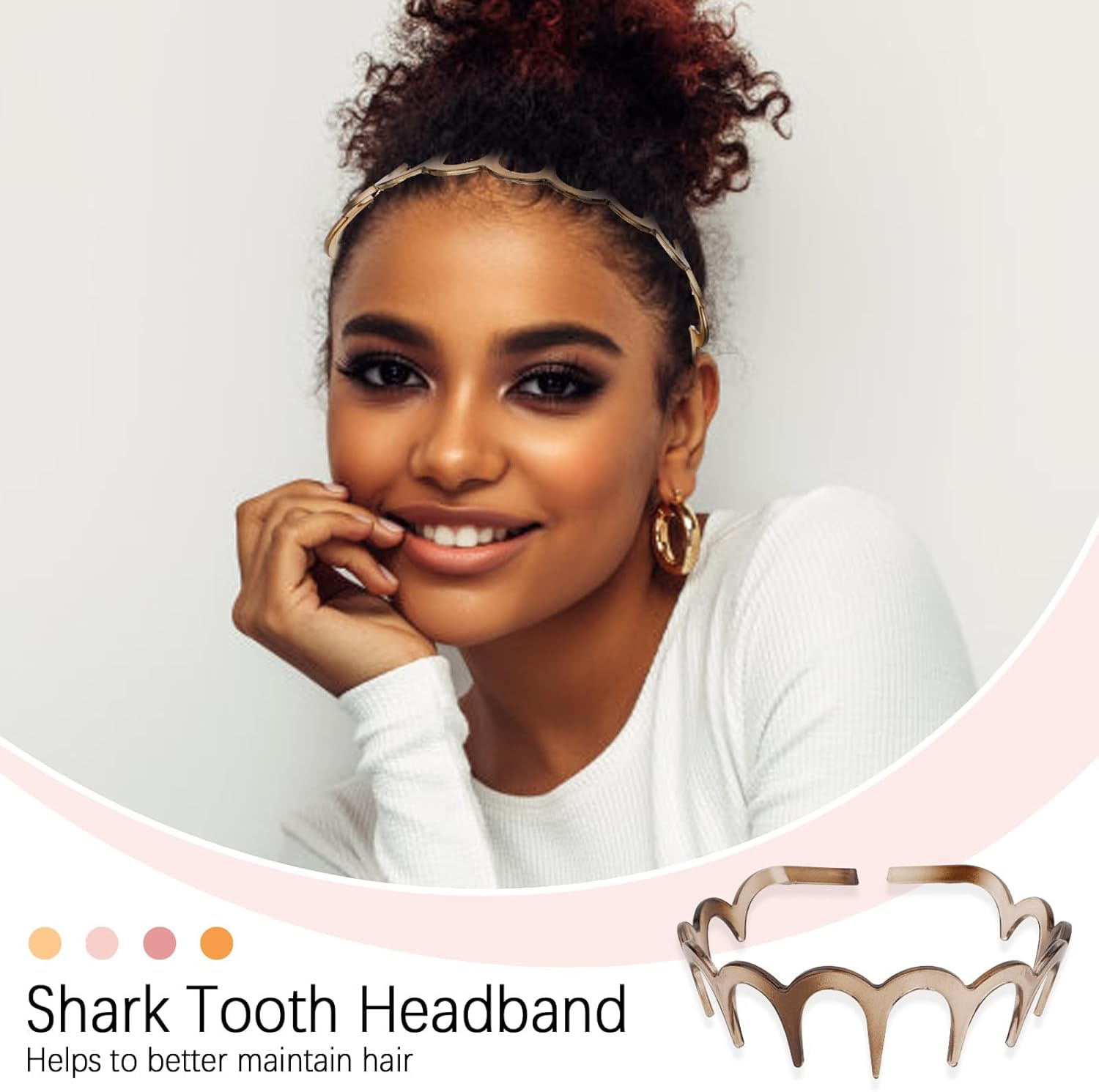 TELAIN 4-Pack Zigzag Headbands for Women, Girls and Men, Plastic Hair Clips with Teeth, Thin Zigzag Headbands, Non-Slip, Black Comb Hair Clips, Hair Accessories (Style 4) image number 3