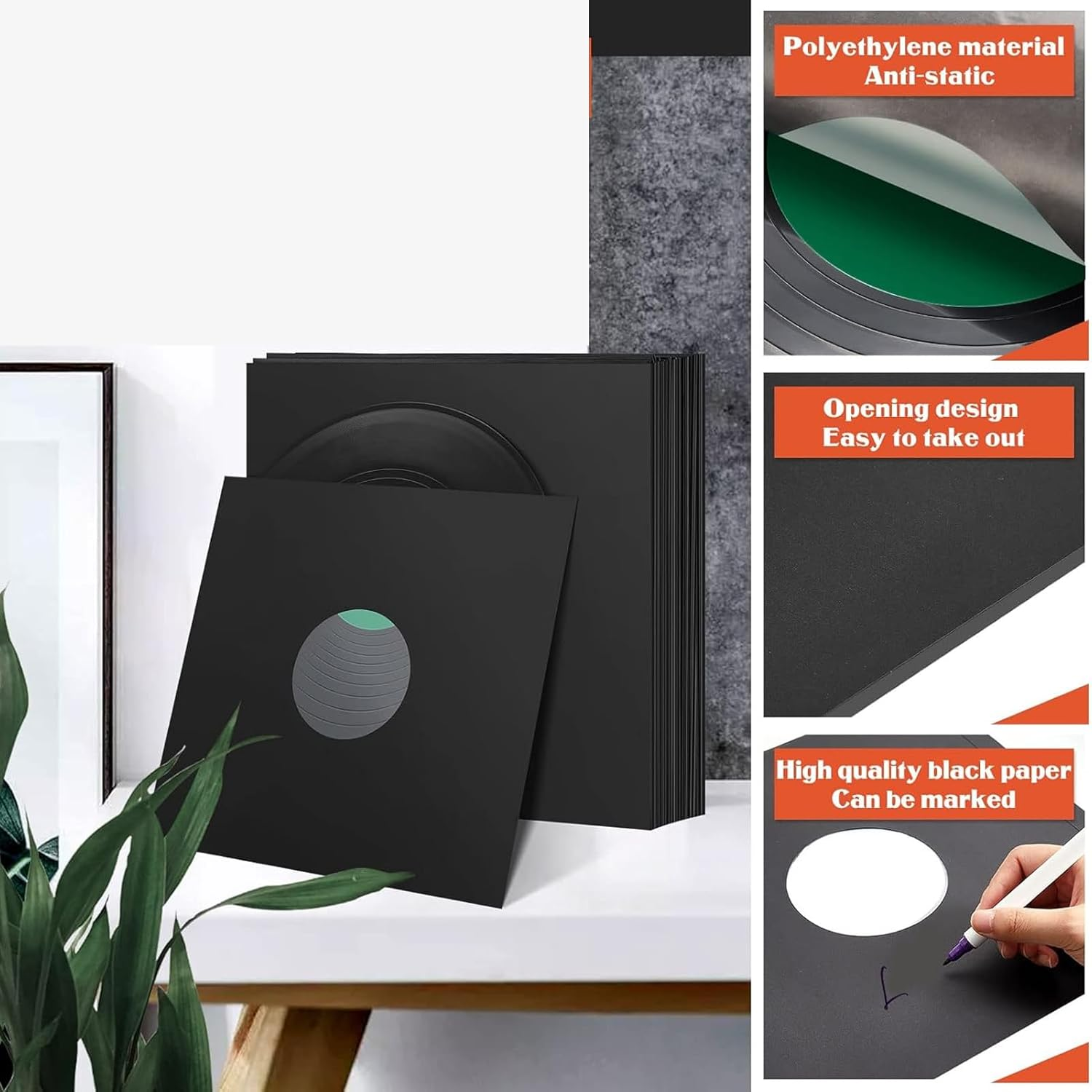 20Pcs Vinyls Record Sleeves, 12Inches 350Gsm Thick Cardboard Record Outer Sleeves, 33 RPM Record Jacket, anti Static image number 5