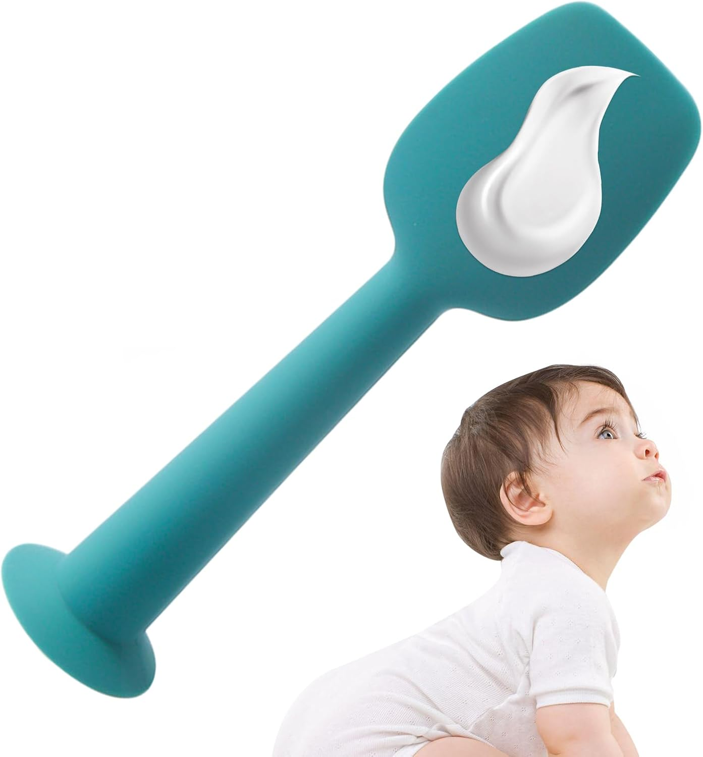 Baby Spatula for Nappy Cream, Baby Nappy Cream Spatula with Suction Base, Portable Flexible Applicator for on the Go Baby Bath and Childcare