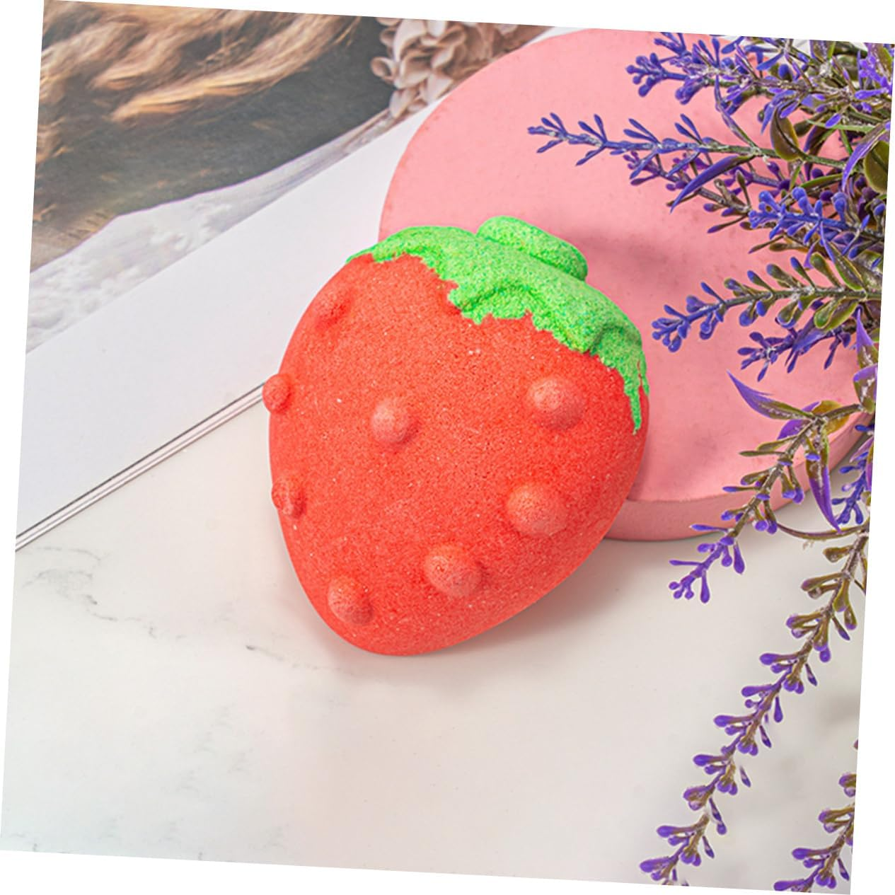 IWOWHERO 4Pcs Bathing Bomb Strawberry Shape Salt Bath Bomb for Women Boys and Girls Bubble Bath Essential Oil image number 3