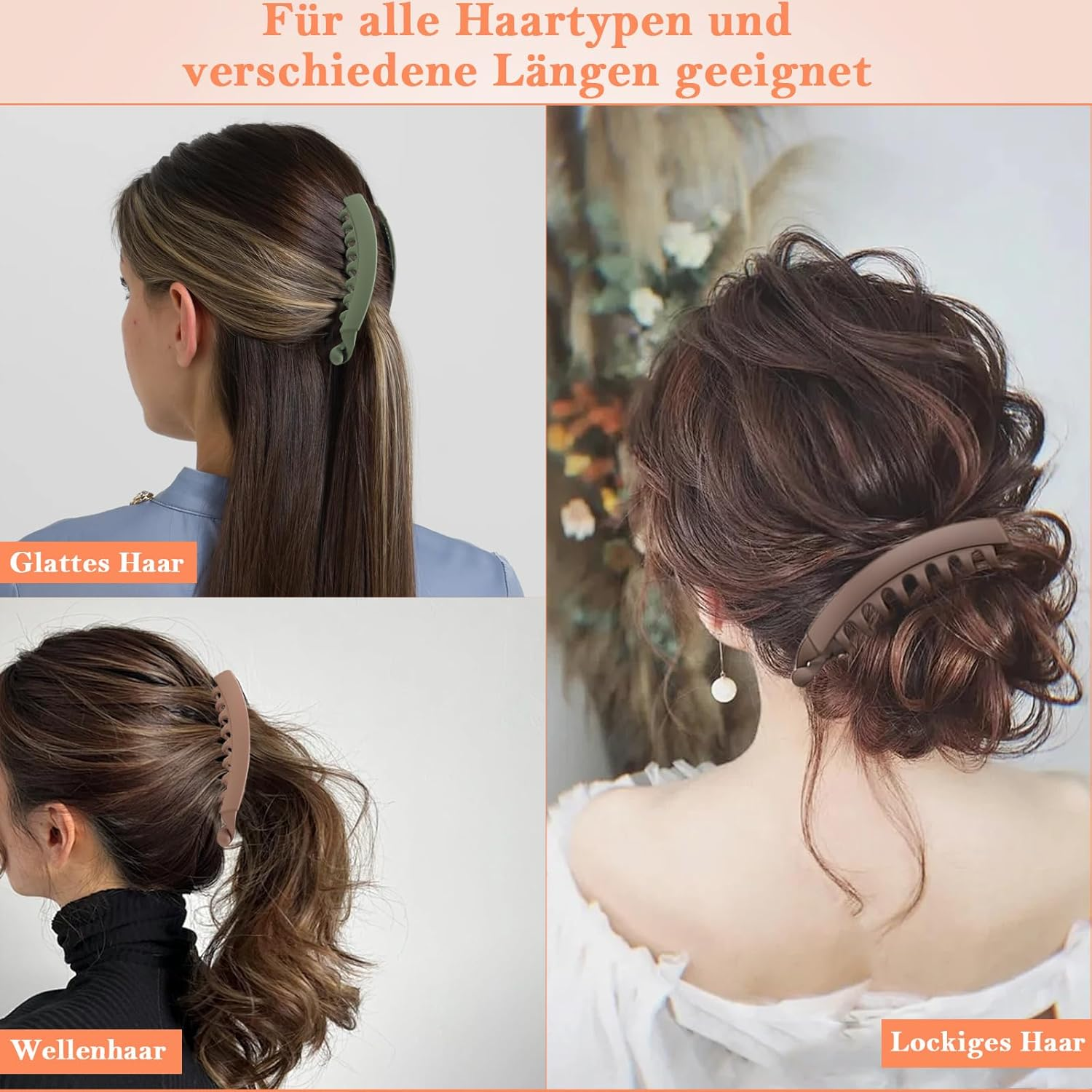 QESSUVNC Pack of 6 Large Banana Clips, Vintage Banana Clip Hair for Women and Girls, Suitable for Daily Life and Styling (6 Colours) image number 3