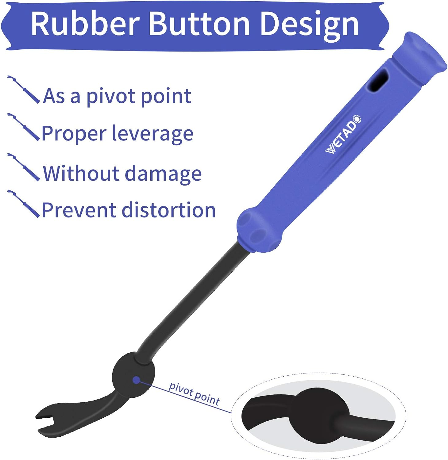 Wetado Trim Removal Tool, Car Upholstery Repair Kit, Car Door Audio Panel Trim Removal Set, Fastener Terminal Remover Tool Set Clips Pry Kit Auto Clip Pliers (8PCS Blue) image number 4