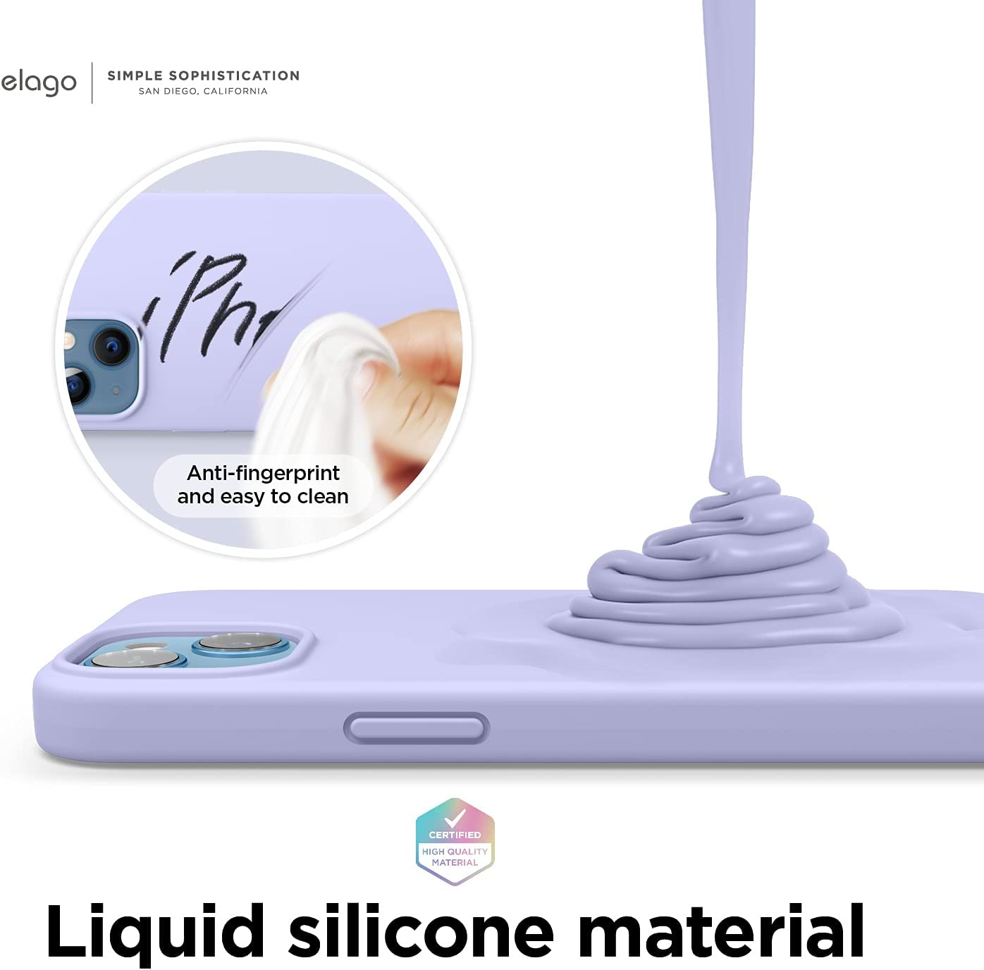 Elago Liquid Silicone Case Compatible with Iphone 13 Case (6.1"), Premium Silicone, Full Body Protection - 3 Layer Shockproof Phone Cover, Anti-Scratch Soft Microfiber Lining (Purple) - Brown image number 2