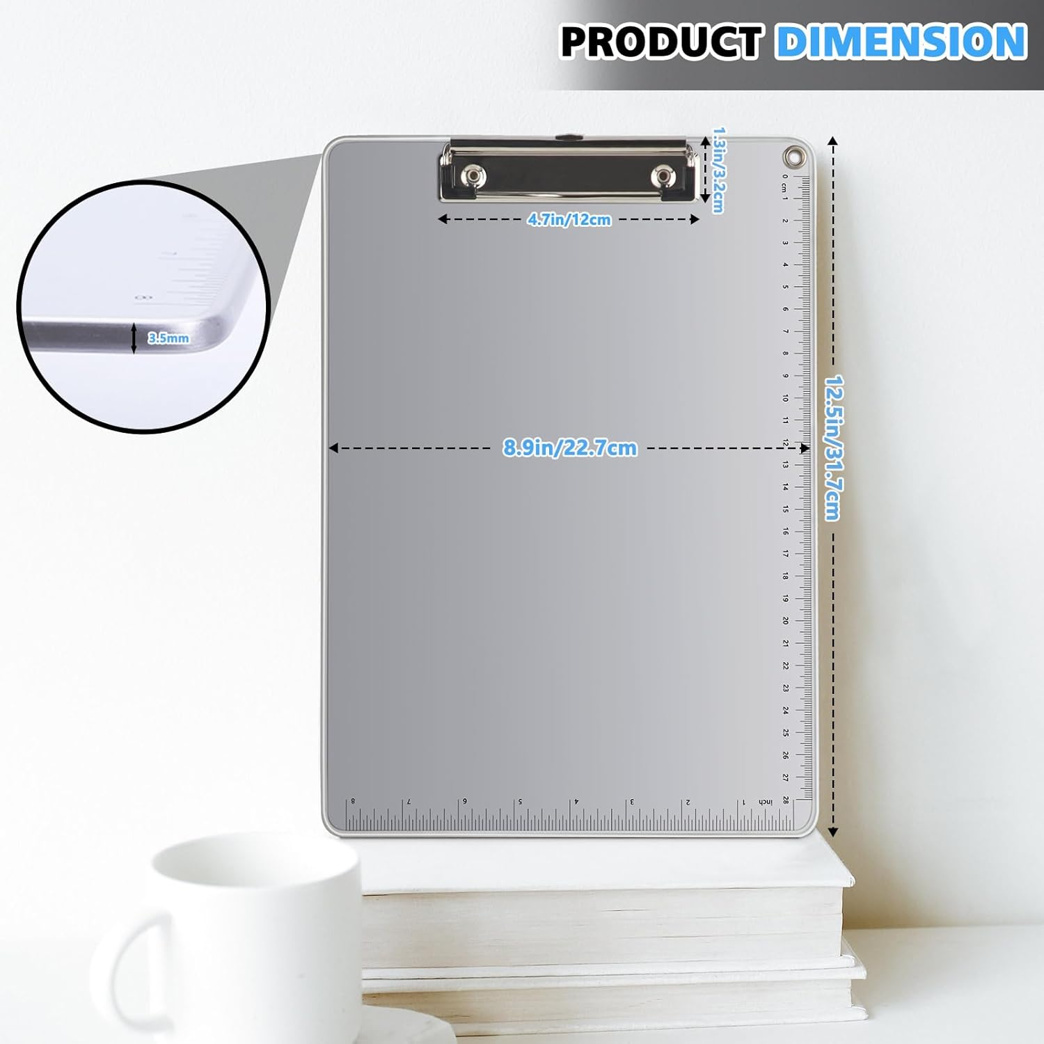 Sekonow Clipboards - 4 Pack Metal Clipboard with Scale, Hangable Aluminum Clipboard, Non-Slip Clip Boards 8.5X11 for A4 Letter Size Document, Clipboards Bulk image number 4