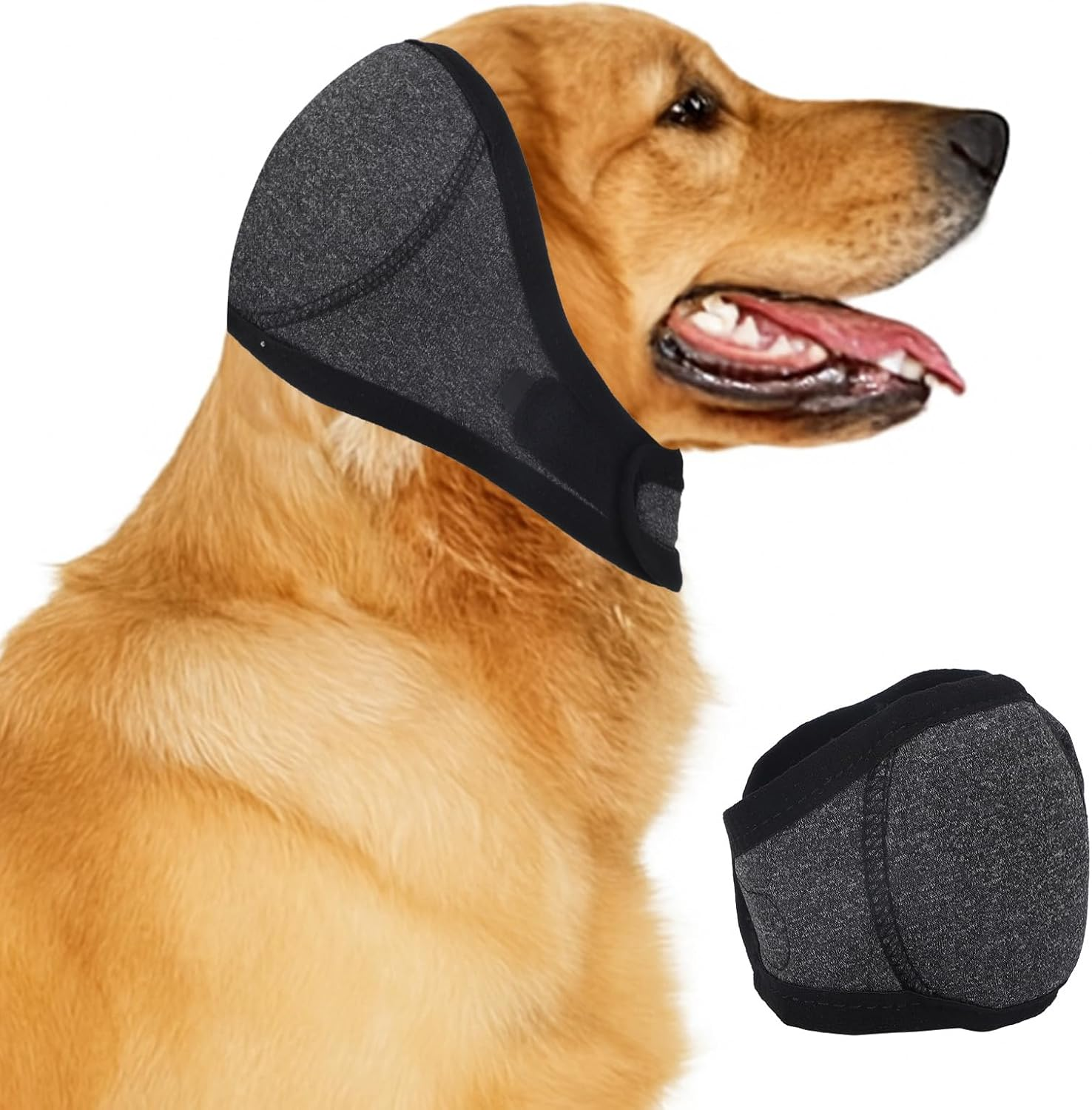 Dog Ears Cover, Adjustable Dog Ear Muffs Protection Comfortable Quiet Dogs Calming Hood Ear Head Wrap Cups Shower Cap Supplies for Bath Grooming Thunder Fireworks (S) image number 6