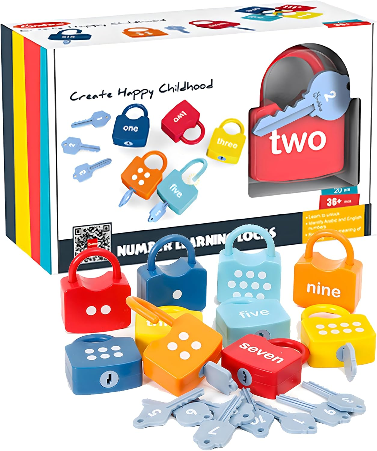 20PCS Kids Learning Locks with Keys Numbers Matching & Counting Montessori Educational Toys for Ages 3 Yrs+ Boys and Girls Preschool Games Gifts image number 2