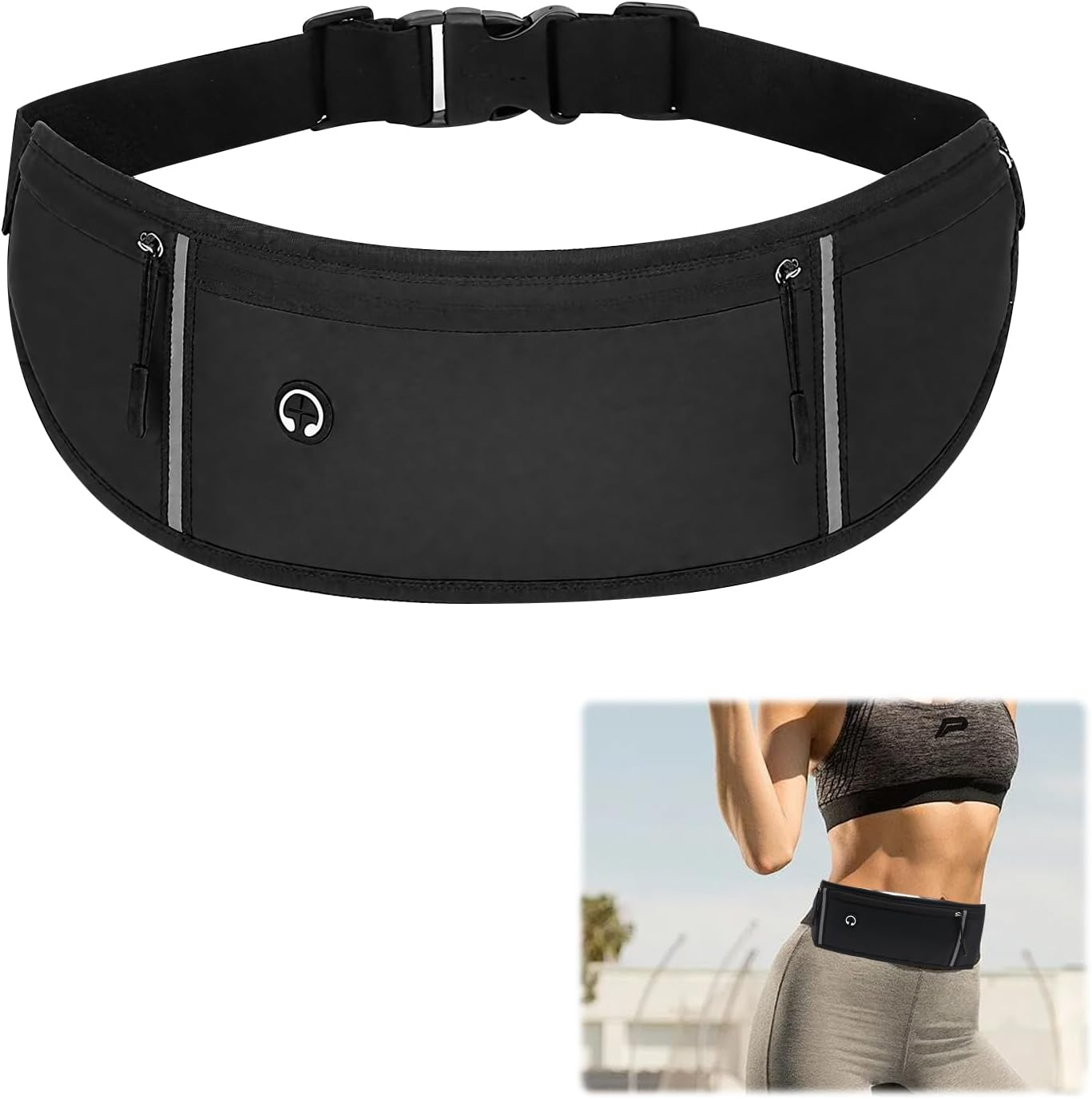 Adjustable Running Belt Waist Pack - Water-Resistant Phone Holder for Men & Women, 45Cm Slim Fitness Belt Bag Fits 6.5" Phones (80-125Cm Waist) image number 3