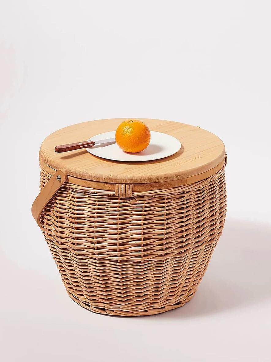 Round Picnic Cooler Basket | Natural image number 3
