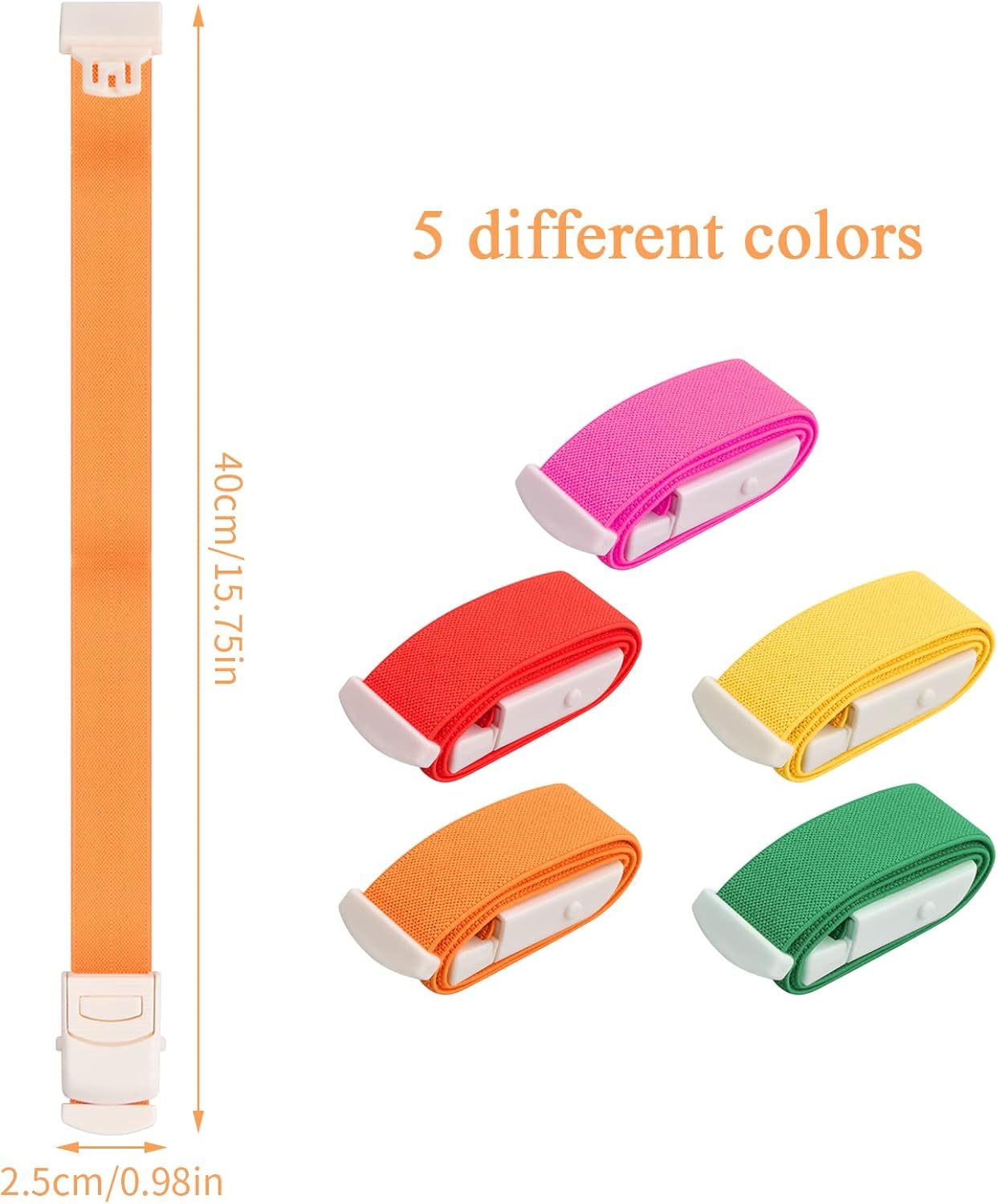 5 Pieces Tourniquet Venous Congestion Bracelet Medical Tourniquets Blood Sample Fast Tourniquet with a Unique Locking System Quick Release Breallen System for Outdoor Sports image number 2