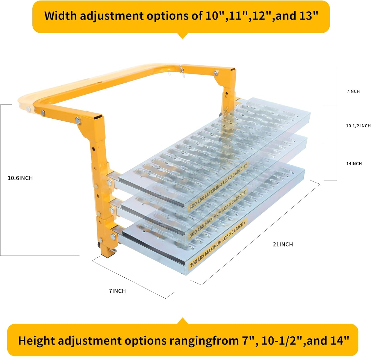 MAXXHAUL 50694 21-1/2" X 7.3" Adjustable Truck Tire Service Step with Non-Slip Platform Foldable 300-Lb Capacity image number 3