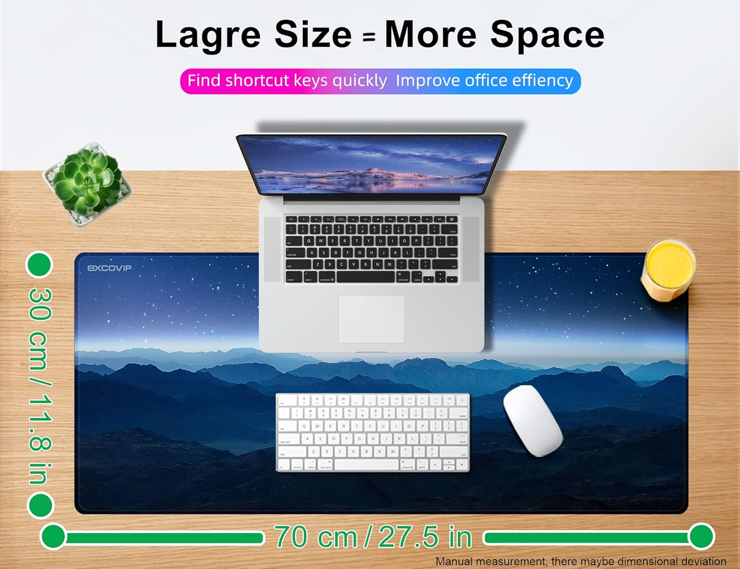 Excovip Large Gaming Mouse Pad,Large Stable Rubber Base Mousepad with Stitched Edges,700X300X2 Mm XL Mousepad,Beautiful Desk Pad for Keyboard and Mouse,Mountain Scenery, 0062 image number 3