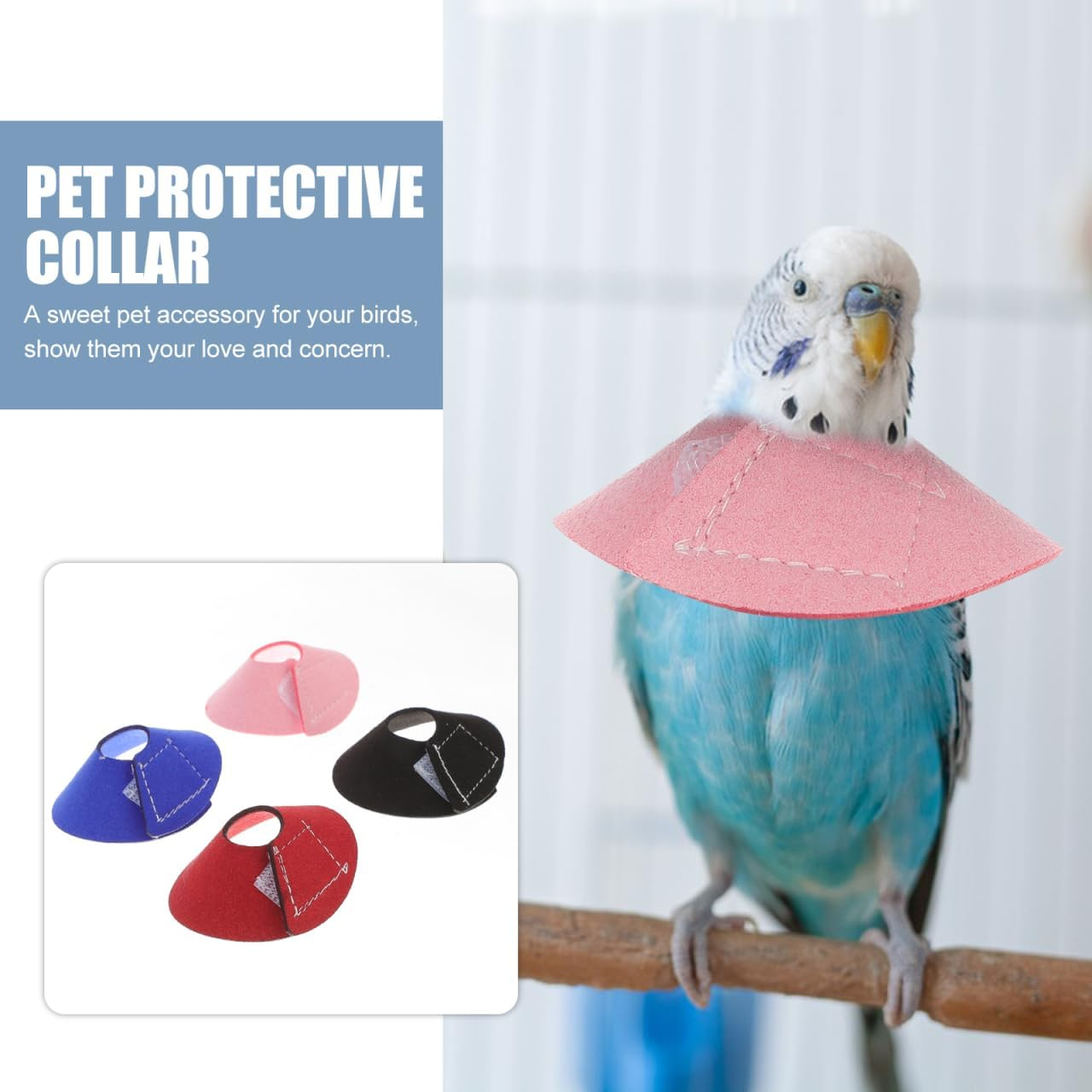 Iplusmile Adjustable Small Bird Recovery Collar Parrot Neck Ring Pet Protective Anti-Bite Cone for Wound Healing and Scratch Prevention image number 6