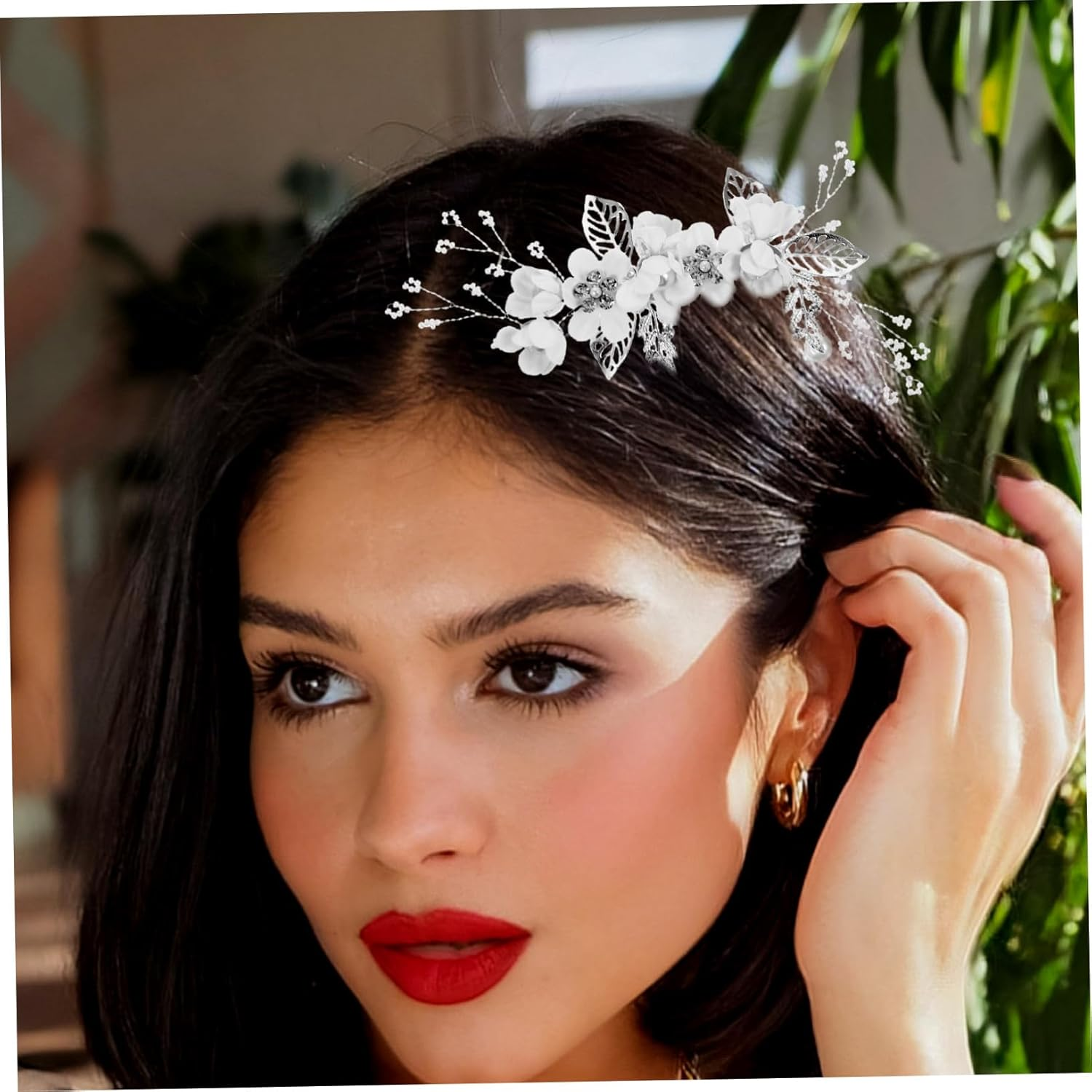 CAXUSD 1Set Bridal Hair Comb and Pin Rhinestones Elegant Flower Accessories for Weddings Engagements and Prom for Women and Girls image number 1