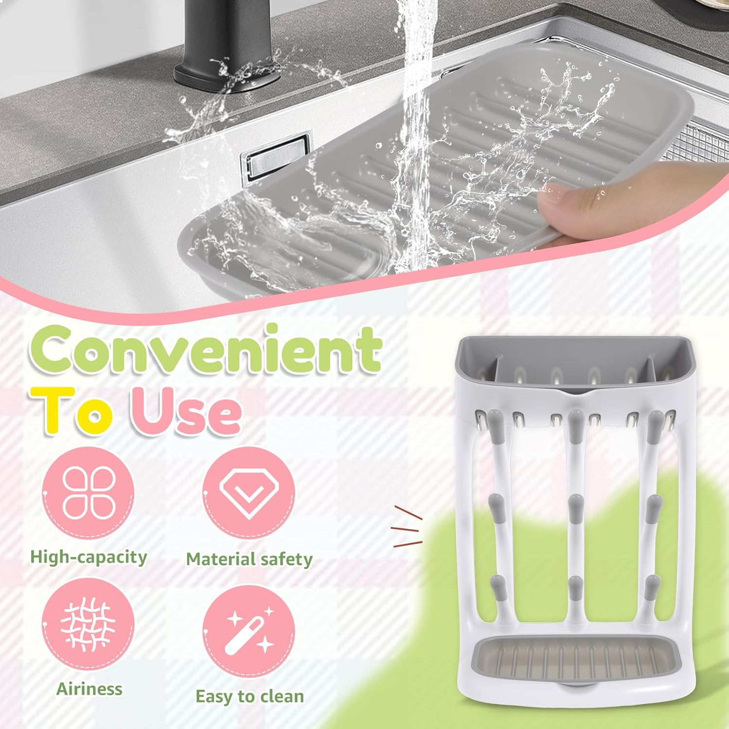 Baby Bottle Drying Rack, Vertical Bottle Dryer Holder, Space Saving Bottles Rack Dryer for Kitchen Countertop, Detachable Drying Tower Bottles Rack Holder for Nursing Accessories image number 3