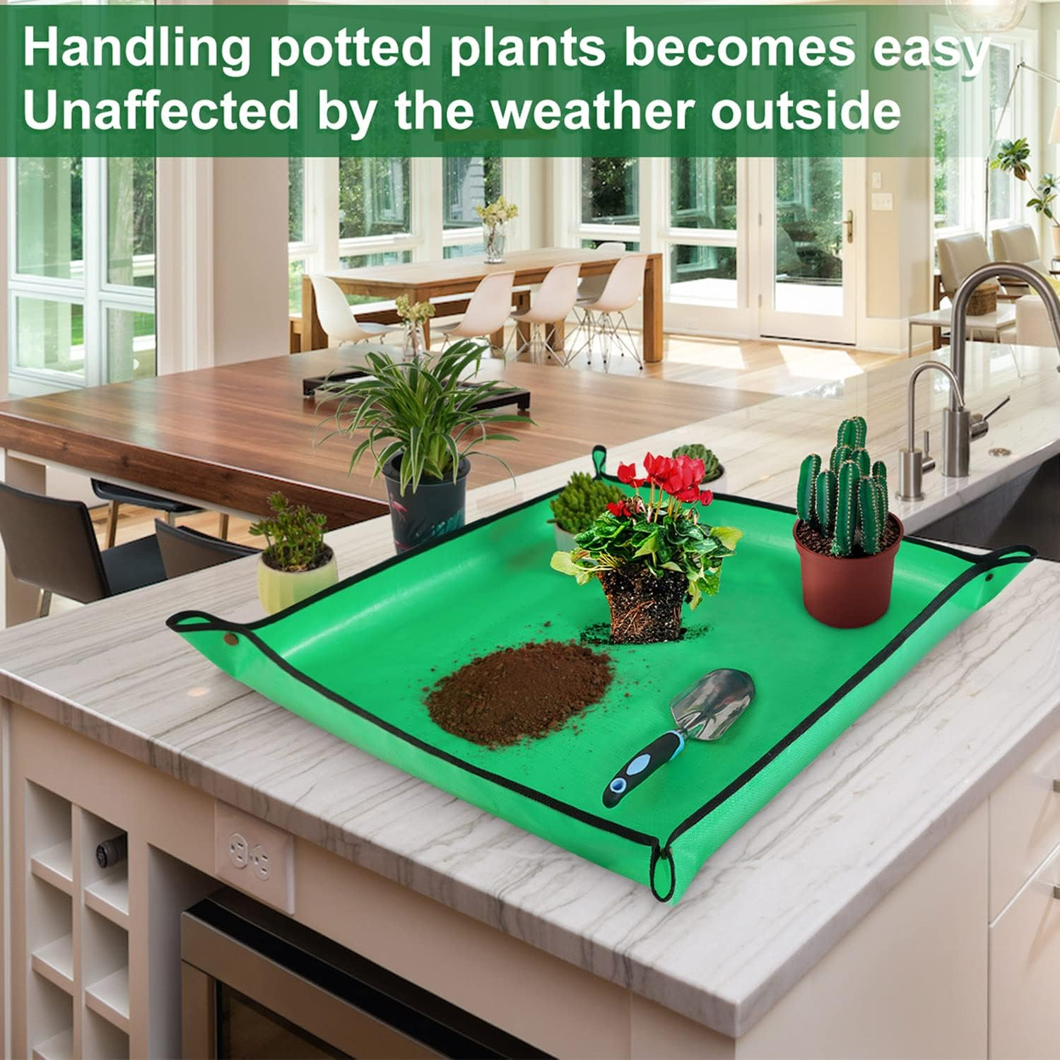 HNXTYAOB Repotting Mat for Indoor Plant Transplanting and Mess Control 27"X 27" Thickened Waterproof Potting Tray Foldable Succulent Potting Mat Portable Gardening Mat Garden Gifts for Women & Men image number 3