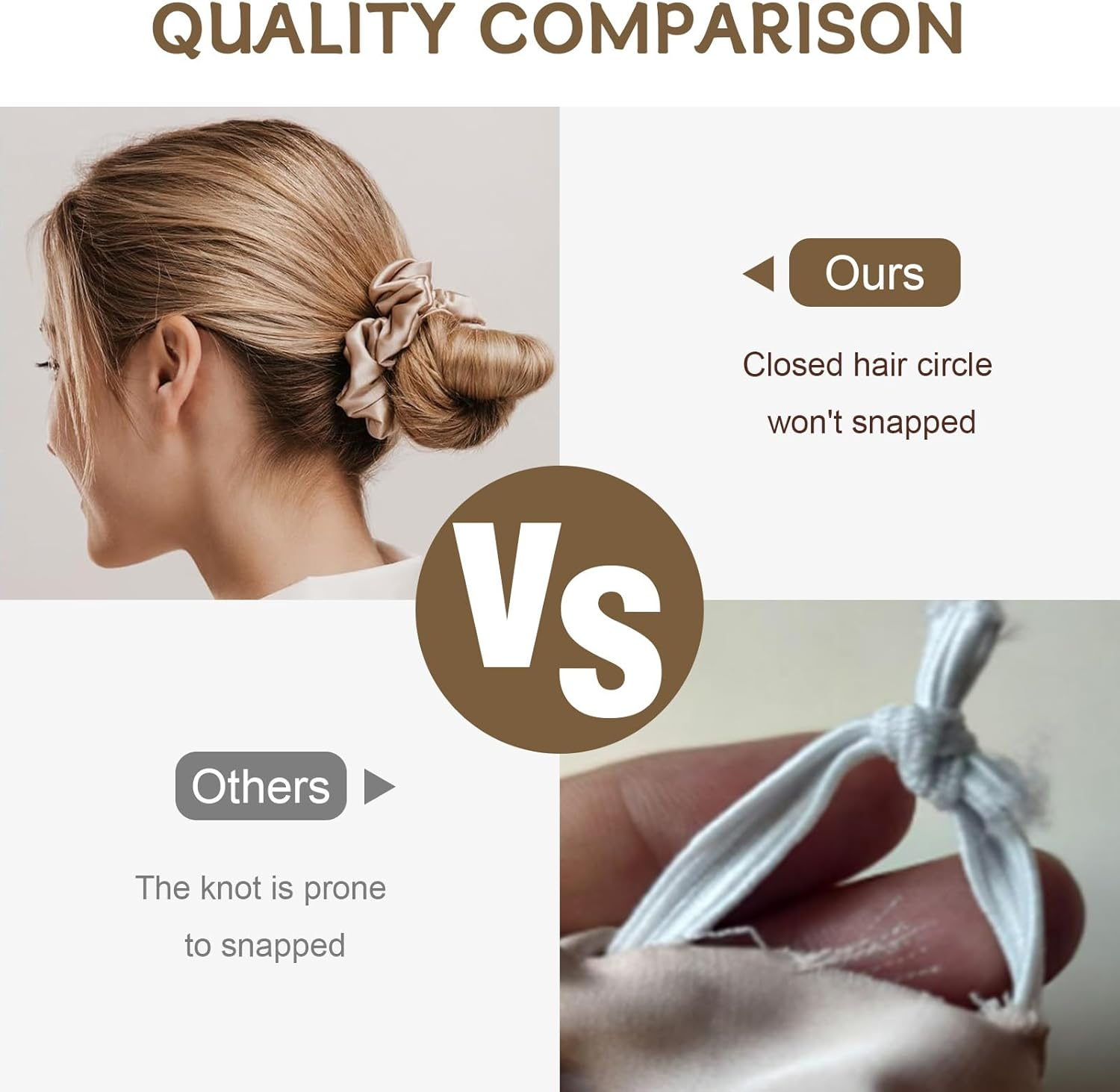 Pack of 18 Elastic Silk Brown Hair Bobbles, Satin Dark Hair Bobbles, Scrunchies Set, 4 Mm Black Stretch Hair Bands, Ponytail, Classic Large Silk Hair Scrunchies for Girls, Mother, Friends image number 3