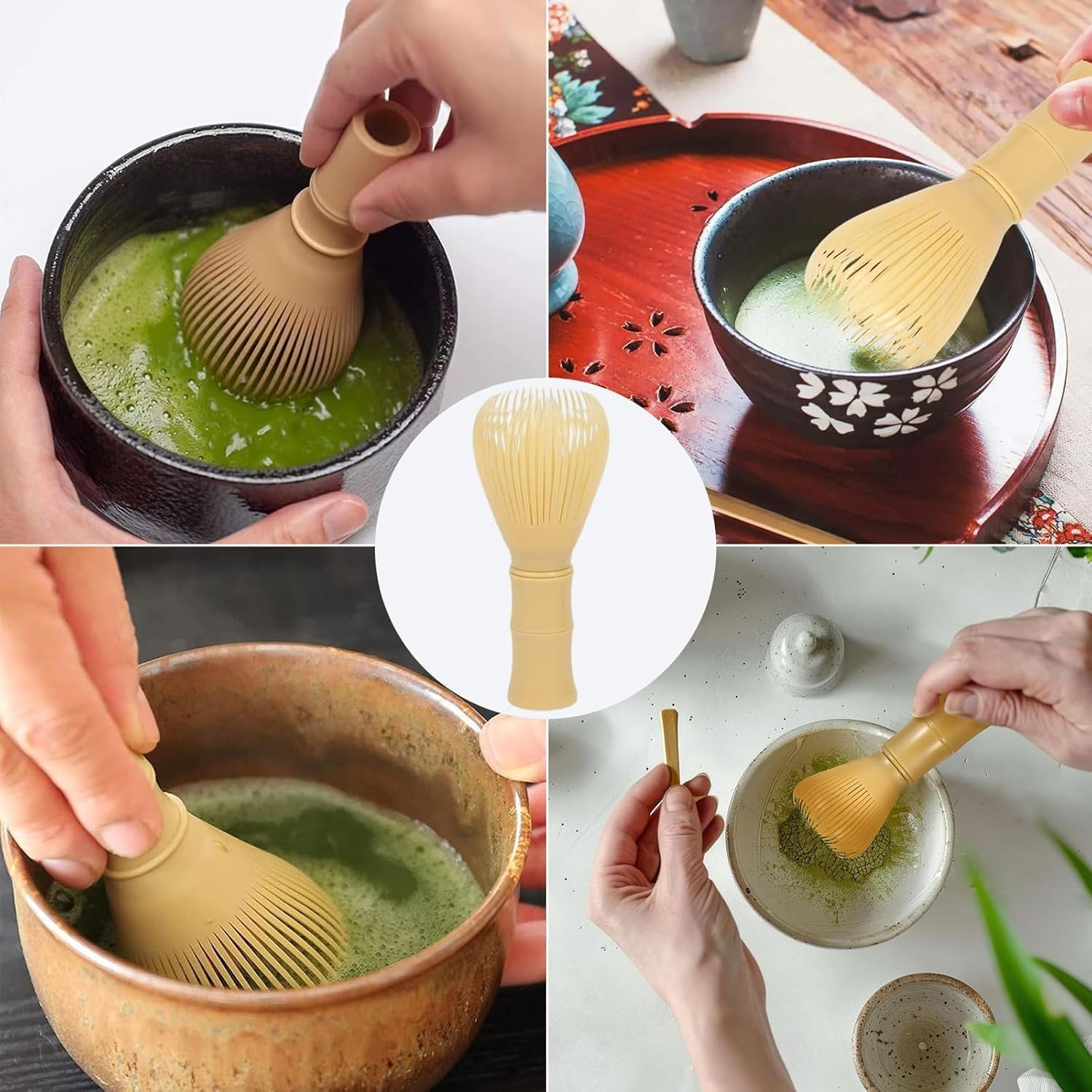 1Pc Traditional Bamboo Matcha Whisk,Pp Resin Matcha Whisk Chasen Brush,Reusable Chasen Matcha Stirrer,Reusable Chasen Tea Brush for Tea Lovers image number 6