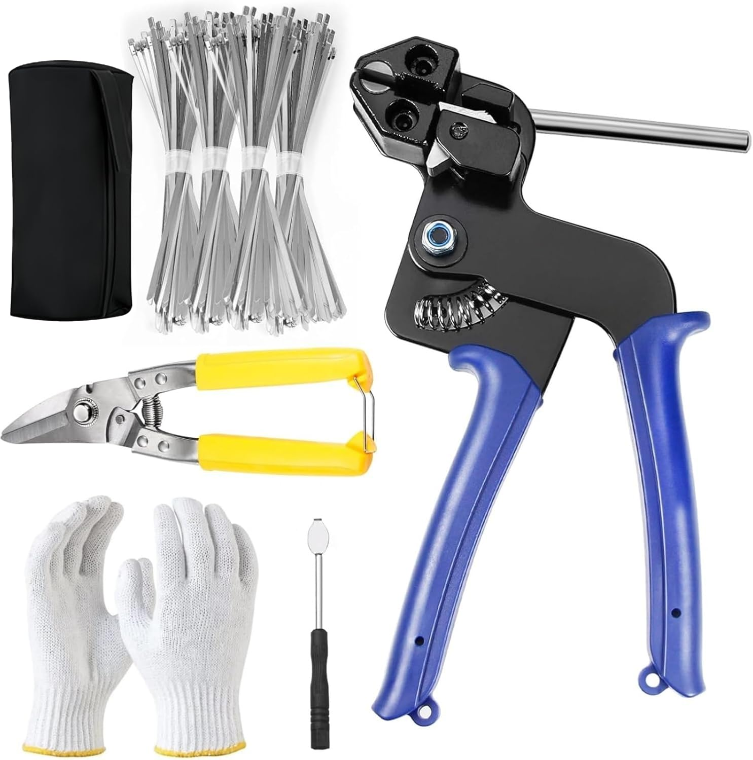 Ssumght Metal Zip Ties Tool, Stainless Steel Cable Tie Gun with 200PCS Self-Locking Metal Steel Zip Ties, Metal Tie Wrap Gun Kit, Duty Outdoor Adjustable Fastening Cutting Tie Tool Sets image number 2
