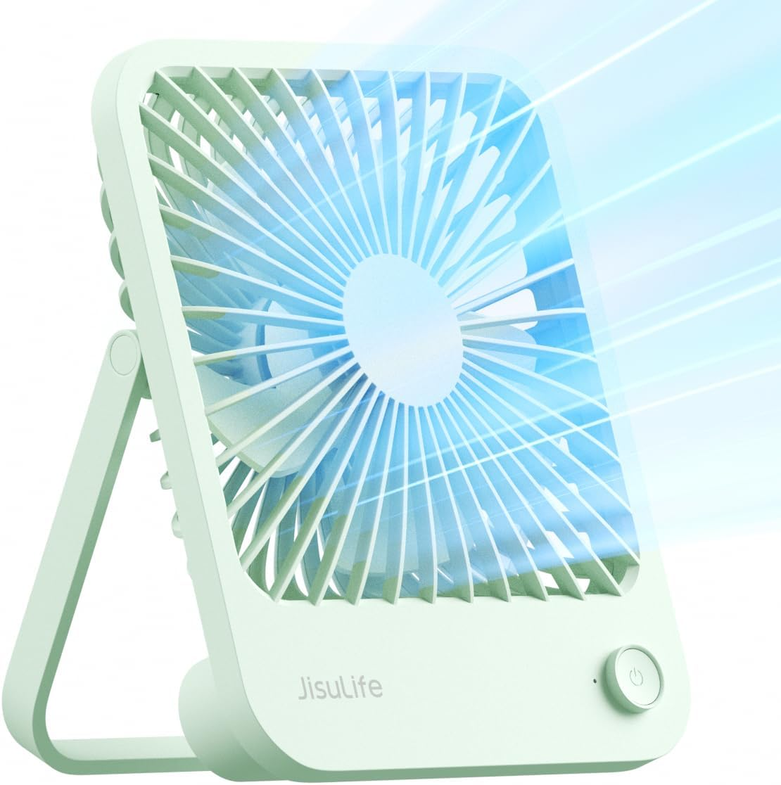 JISULIFE Desk Fan Battery Operated Rechargeable, 4500Mah 180&deg;Foldable Portable Fan, 4 Speeds Adjustable Long Battery-Life for Home Office Travel Outdoor-White