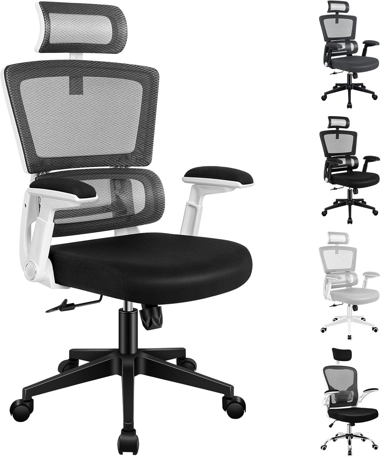 ALFORDSON Mesh Office Chair Swivel Computer Chair with Tilt & Height Adjustment, Ergonomic Executive Office Chair with Built-In Lumbar Support & Tall Backrest, Mesh Fabric Racing Chair (White)