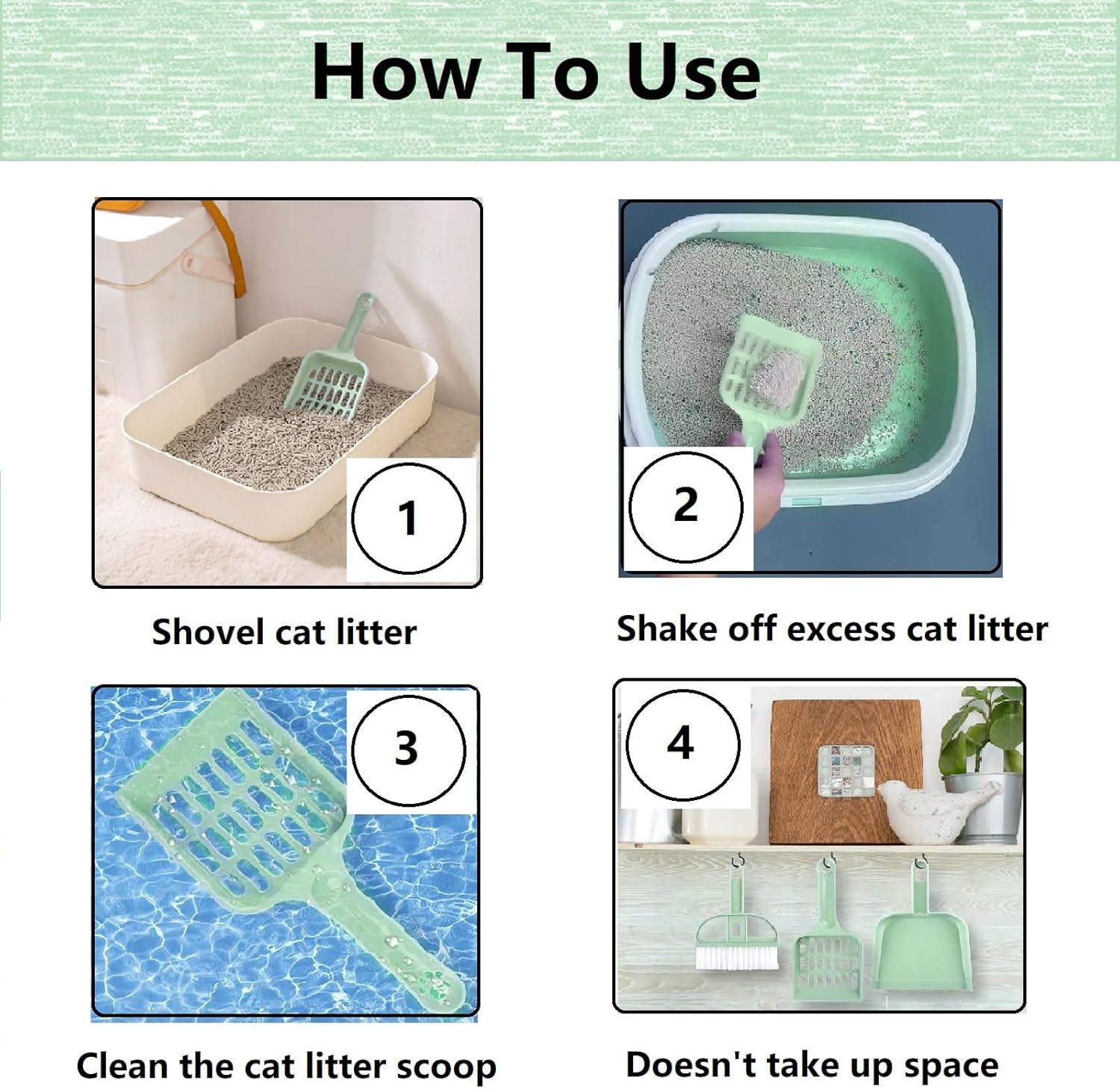 Cat Litter Scoop, Cat Litter Scoop Broom Set, Plastic Cat Litter Scooper, Litter Scoop, with 1 Cat Litter Scoop, 1 Broom and 1 Dustpan, Scoop for Cleaning Cat Litter image number 5