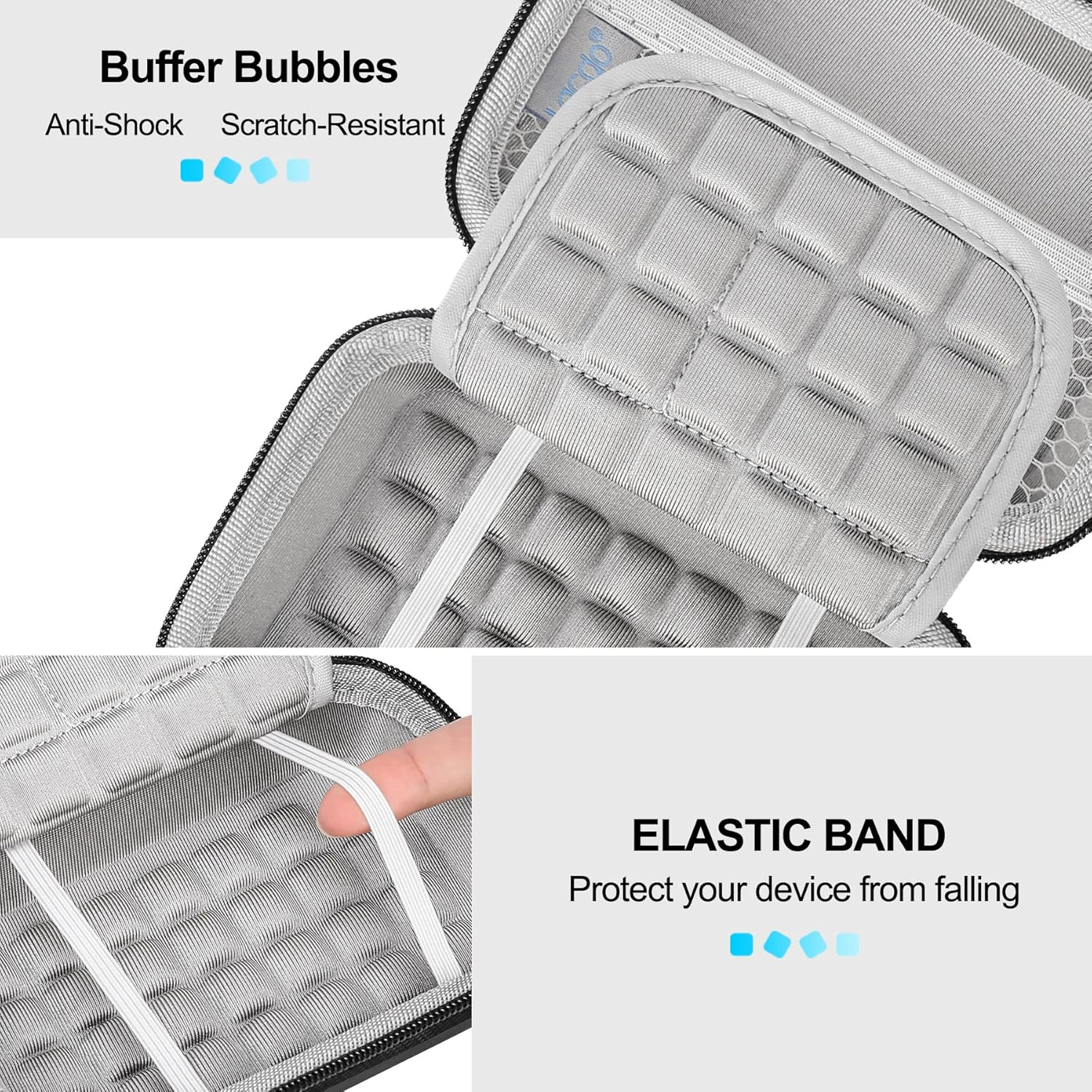 Lacdo Digital Camera Carrying Case for Kodak PIXPRO FZ55 / FZ45 / FZ53 / FZ43 16MP Vlogging Camera Storage Trave Bag, Mesh Bag Fits Batteries, Cable, Memory Card, Card Reader, Black+Gray - Pink image number 7