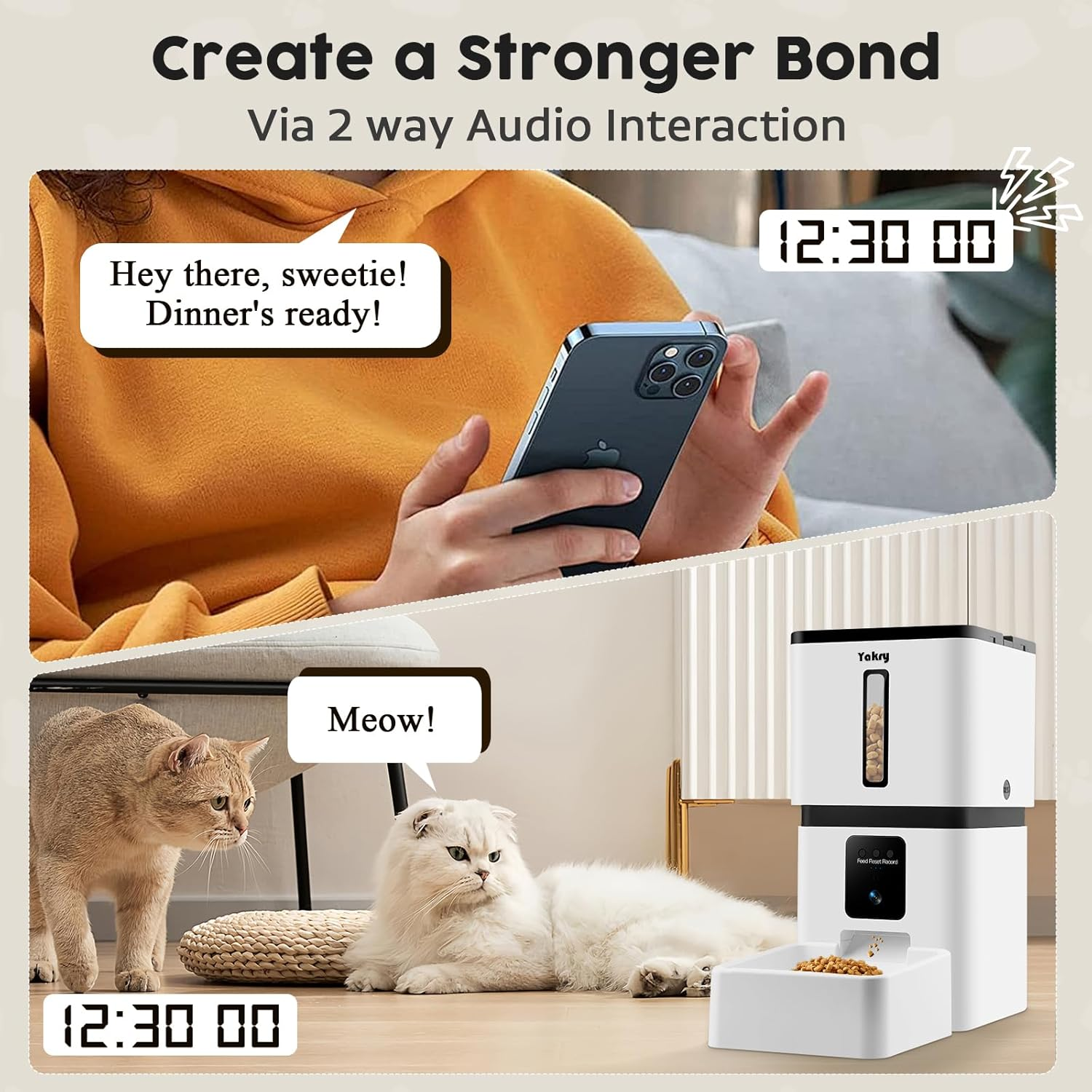 Automatic Dog Feeder with Camera Wifi: 8L, 33 Cups Easy Setup Cat Food Dispenser - HD 1080P Video Recording Timed Pet Feeder for Cat Dog Small-Pet, 5G App Control image number 4