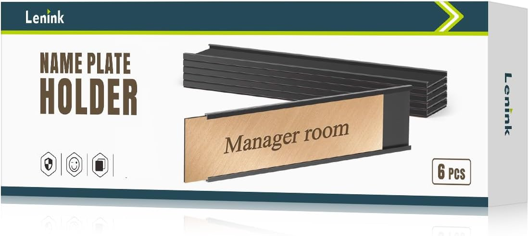Lenink 6 Pack Name Plate Holder, Office Door Name Plate Holder Adhesive Wall Mount for Meeting Room, Business Department, Warning Area 8&rdquo; X 2&rdquo; (Black) image number 6