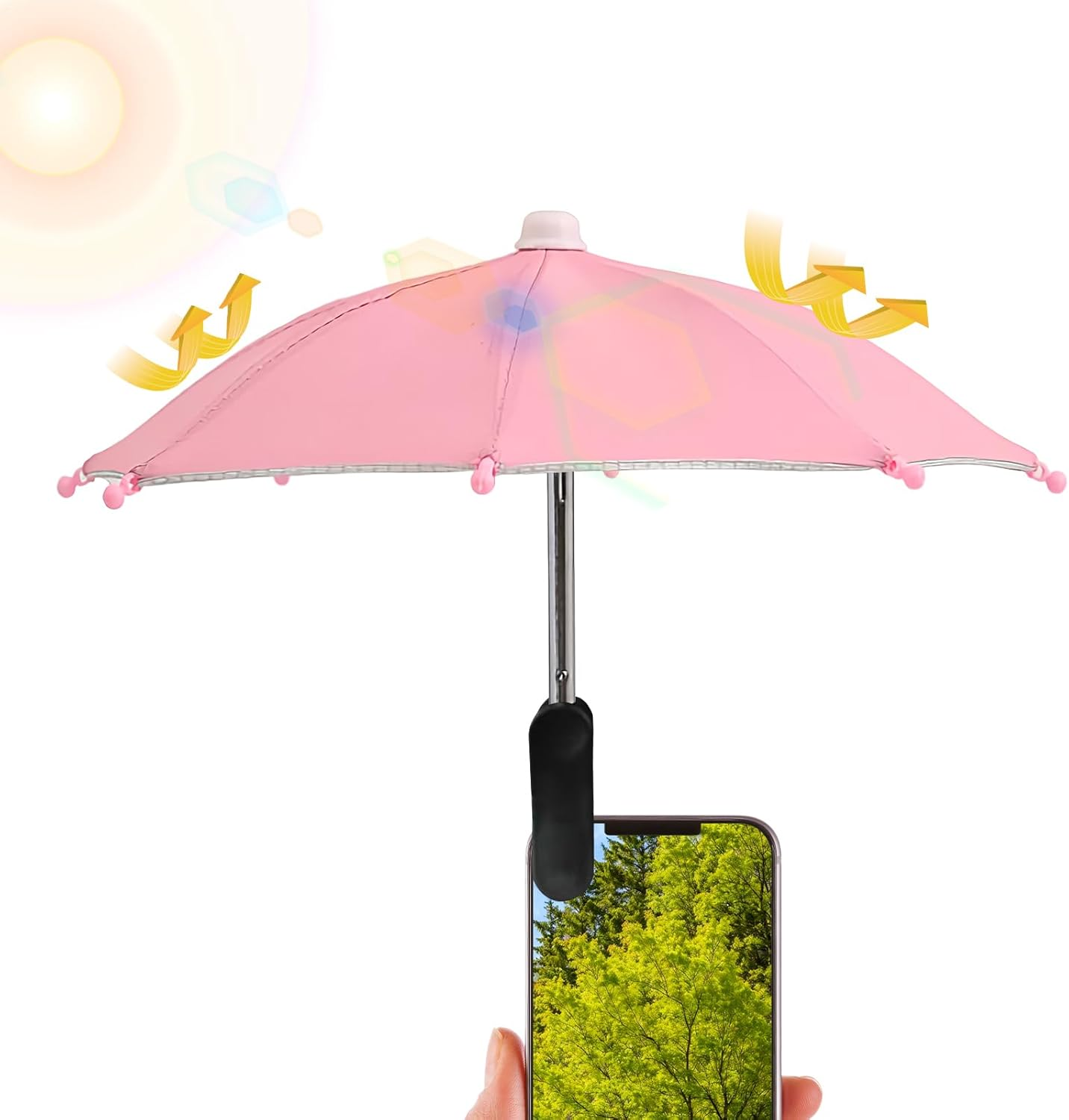 Phone Sun Shade, UV Protection Phone Umbrella with Clip, Angle Adjustable, Anti-Reflective UV Protection Cover for Filming Watching Camping Outdoor
