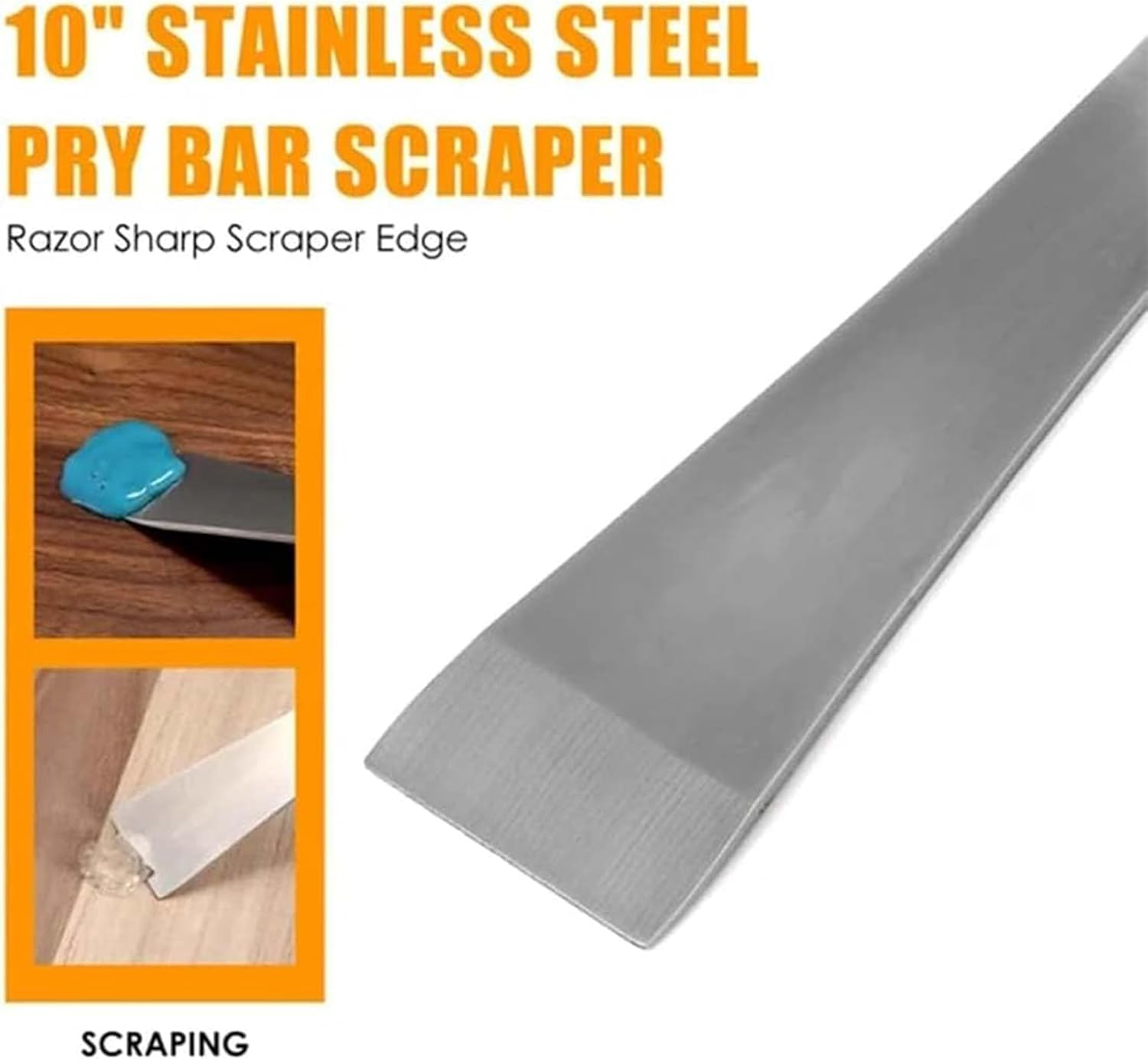 2-Pack Stainless Steel Pry Bars - Mini Flat Crowbar Tools for Scraping, Pulling, and Lifting - Multipurpose Thin Trim Bars for Beekeeping, Kitchen Remodeling, and More