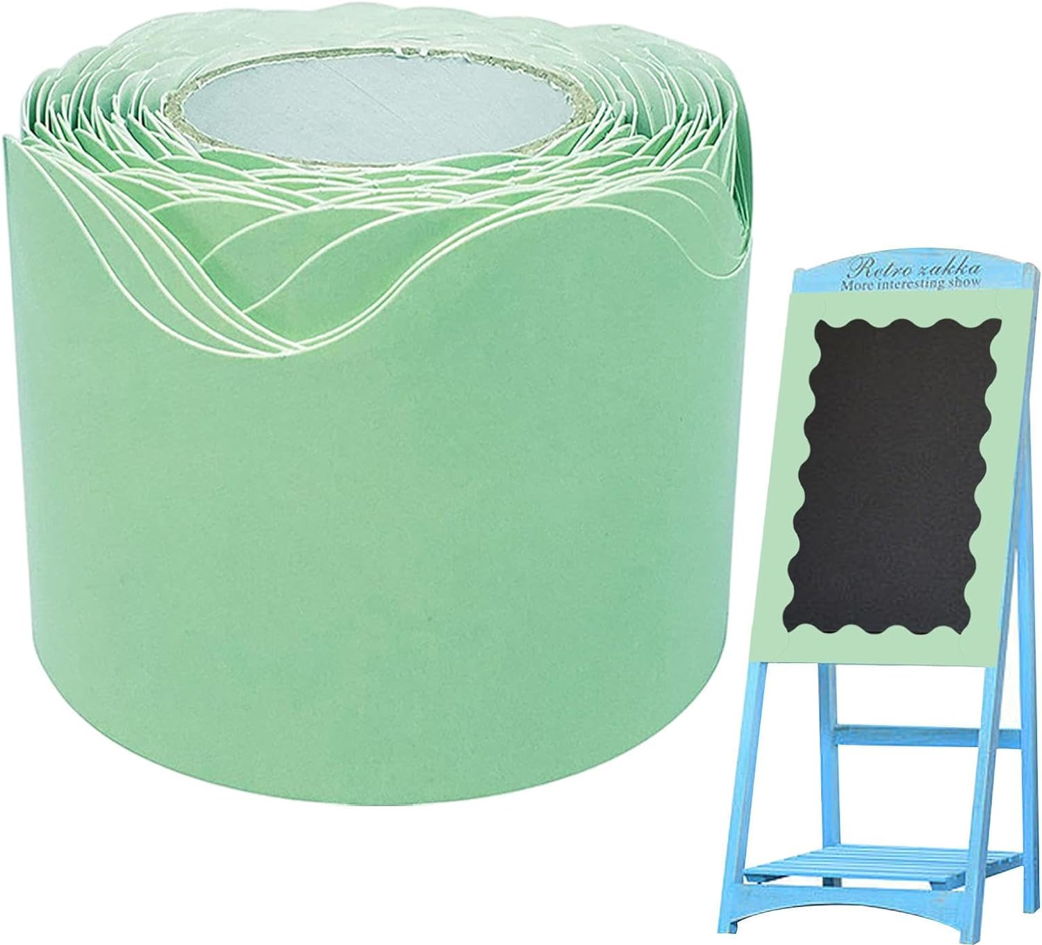 Bulletin Boards Borders for Classrooms, Trims Scalloped Bulletin Board Stickers for School, Bulletin Board Borders for Wall, Offices, Classroom, Chalkboard, Bulletin Boar Borato - Green image number 3