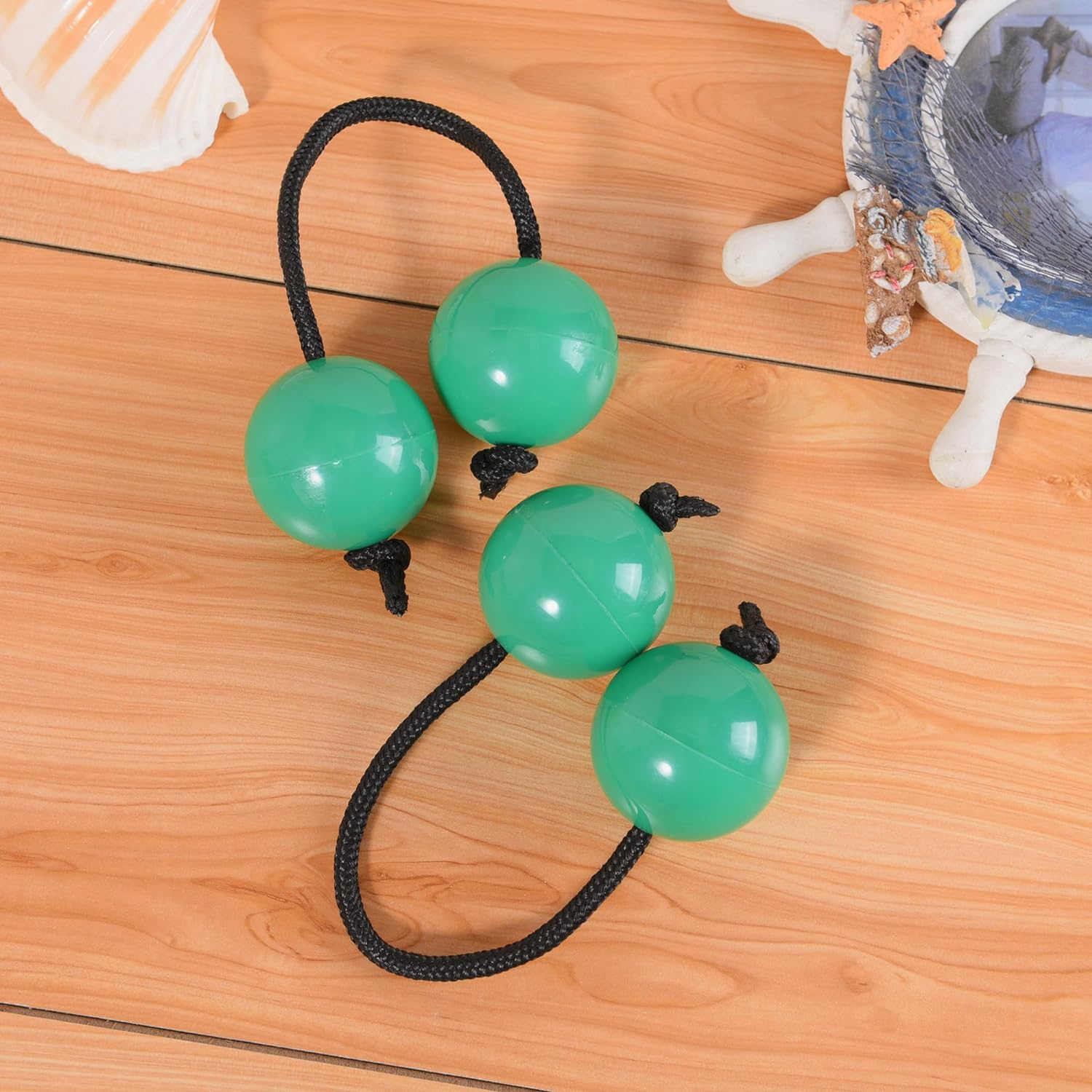 MGTECH 2 Pairs Aslatua Shakers, Kashaka Musical Percussion Instrument African Asalato Shaker Rhythmic Balls, Green - Yellow image number 5