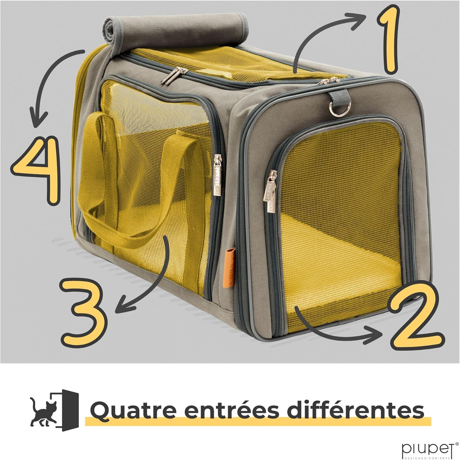 Piupet&reg; Cat Transport Box - Ideal for Cats and Small Dogs - Sturdy Transport Bag with Large Field of View - Cat Transport Box - Stylish Cat Box with Removable Fleece Mat