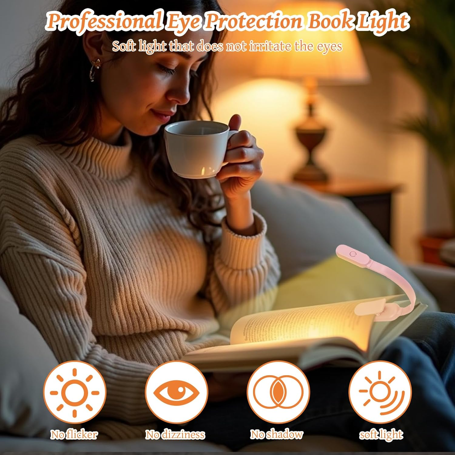 Pearyaest Book Light,Reading Lights for Books in Bed,Clip on Led Reading Light with 3 Colors Modes & Stepless Dimming,Portable Lightweight AAA Battery Book Lamp Long Runtime for Travel, Desk(Pink) image number 2